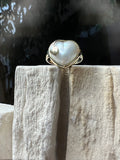 Herz-Ring aus 333er Gold mit schimmerndem Perlmutt – Nr. 53 (13)