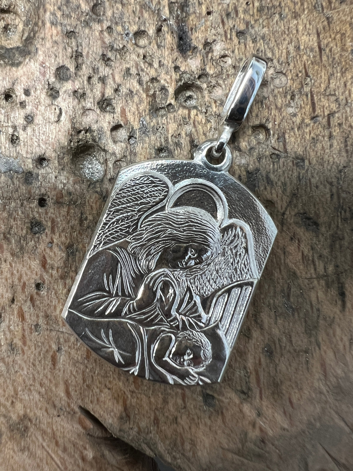 925 Sterling Silber Doppeltanhänger Schutzengel | Gravur | unisex