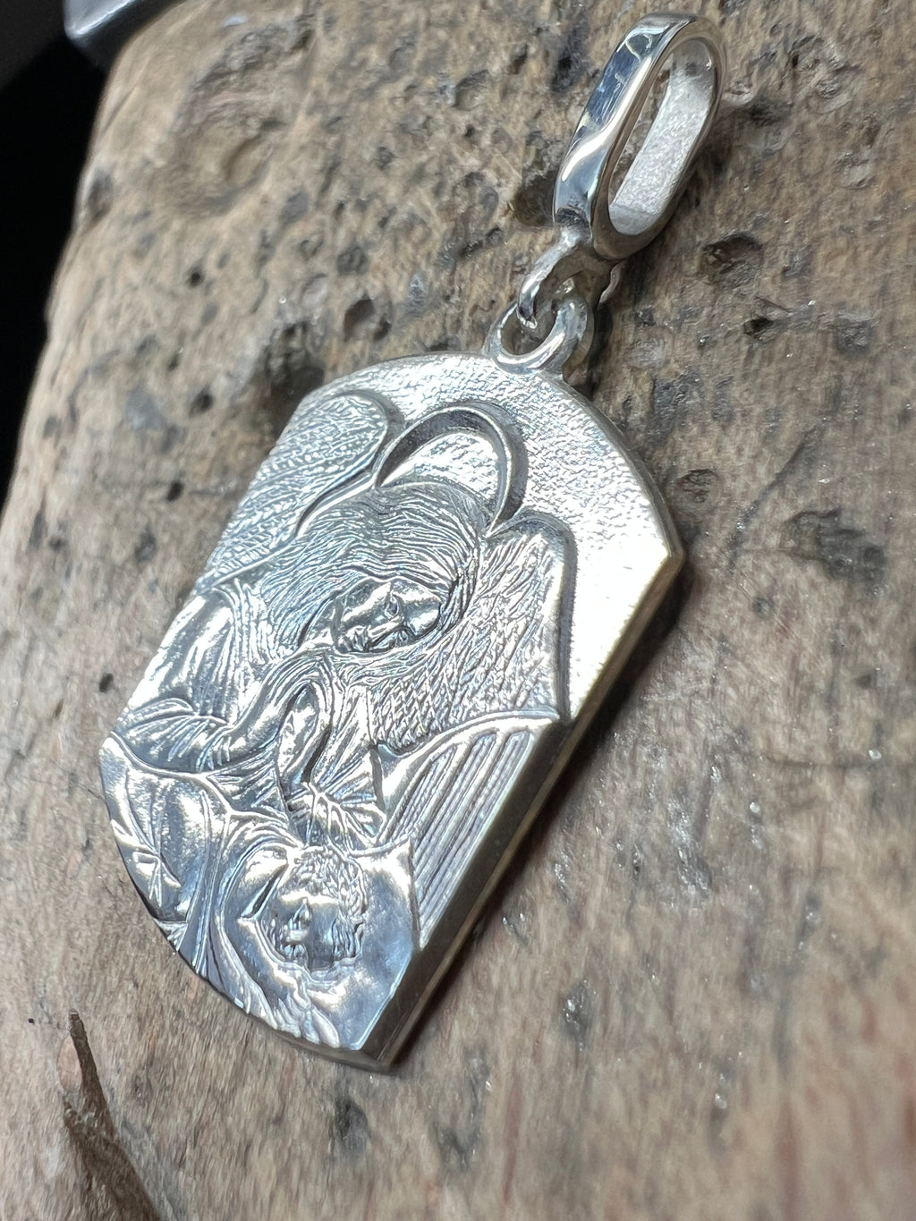 925 Sterling Silber Doppeltanhänger Schutzengel | Gravur | unisex
