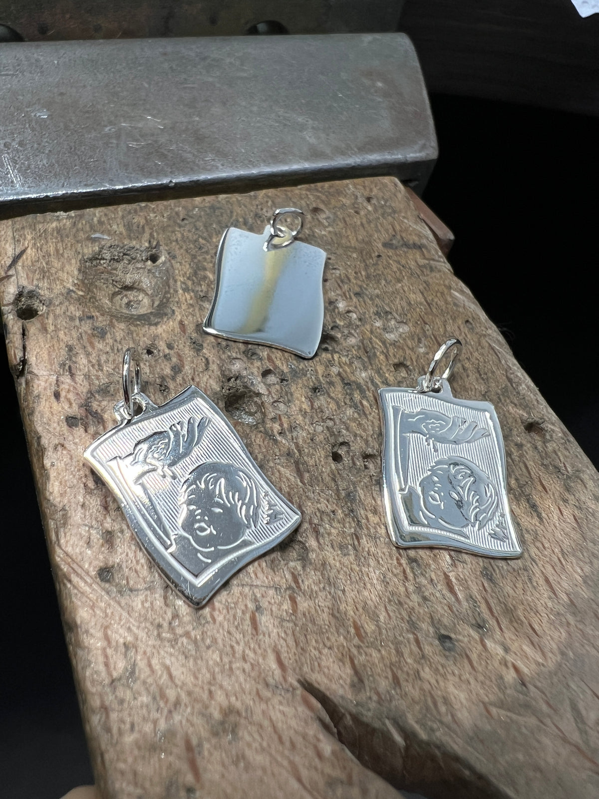 Taufmoment 925 Sterling Silber Doppeltanhänger · Gravur · unisex