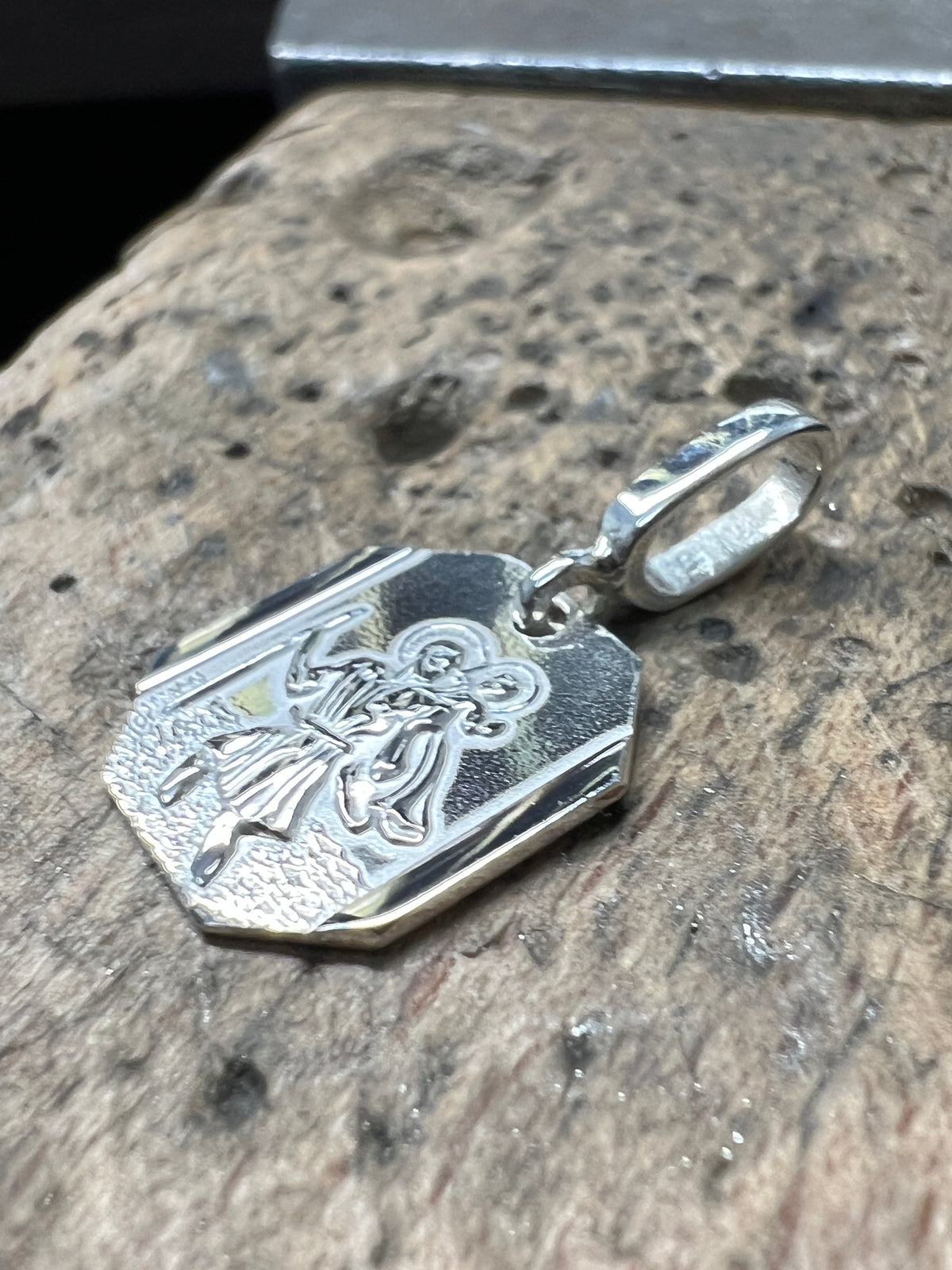 925 Sterling Silber Doppeltanhänger Schutzpatron | Gravur | unisex