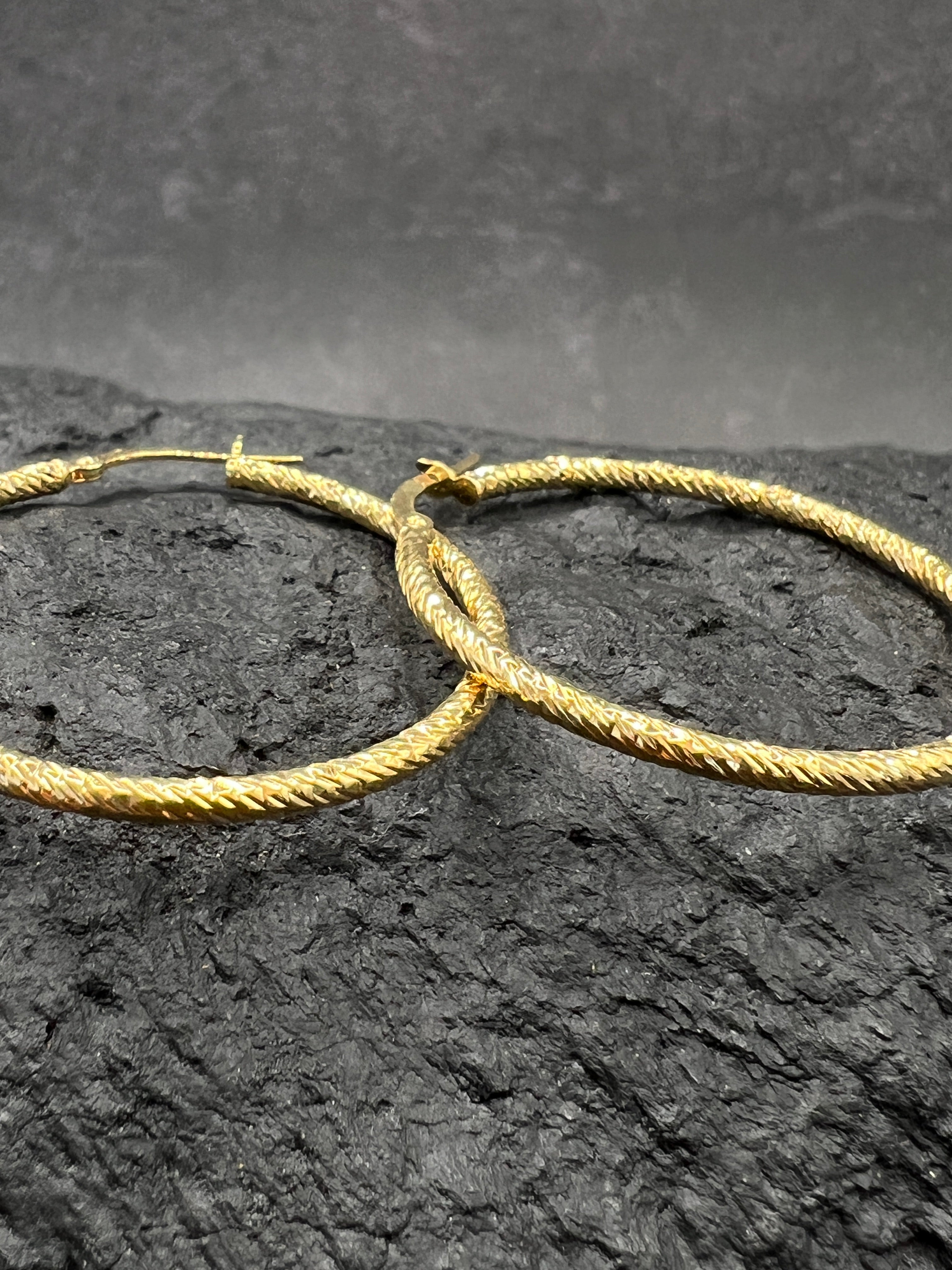 Ohrringe "Creolen Schliff" · 585 Gold · Gelbgold · 35 mm