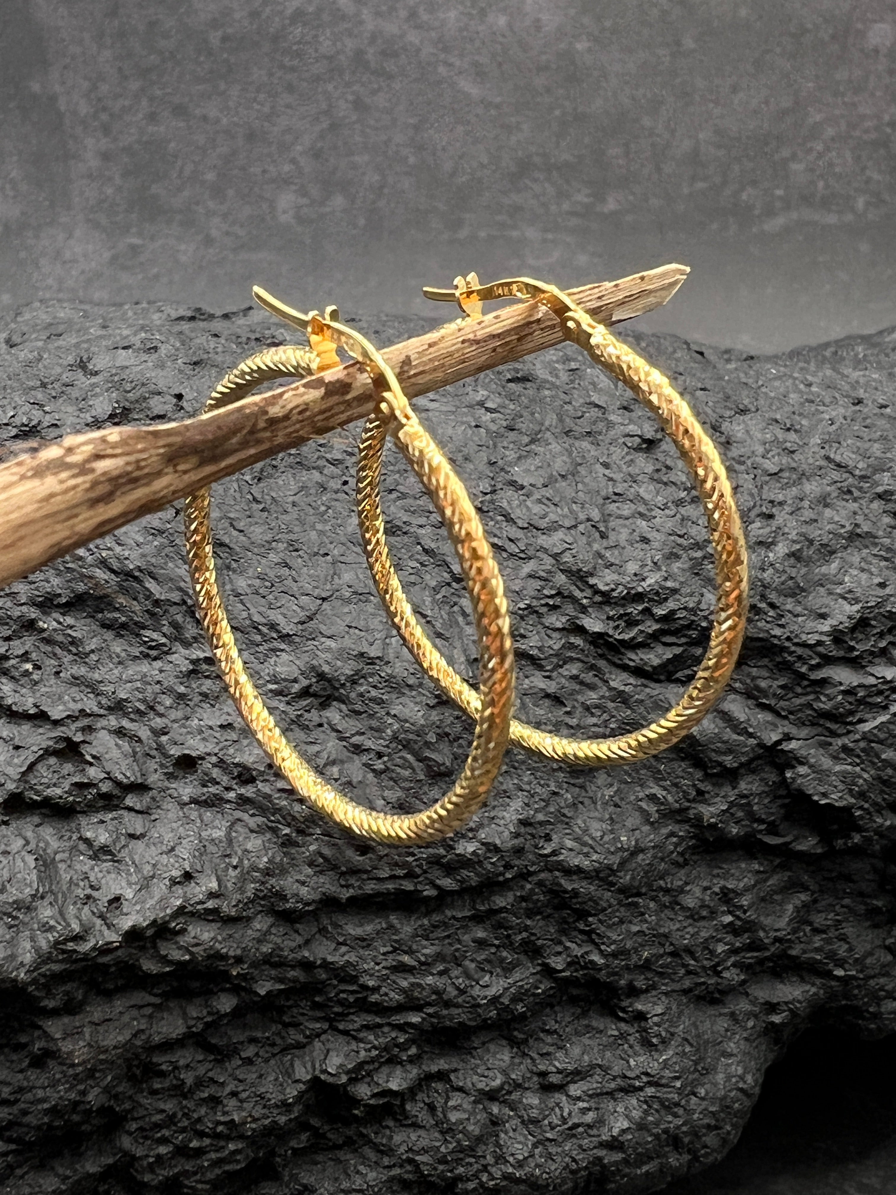 Ohrringe "Creolen Schliff" · 585 Gold · Gelbgold · 35 mm