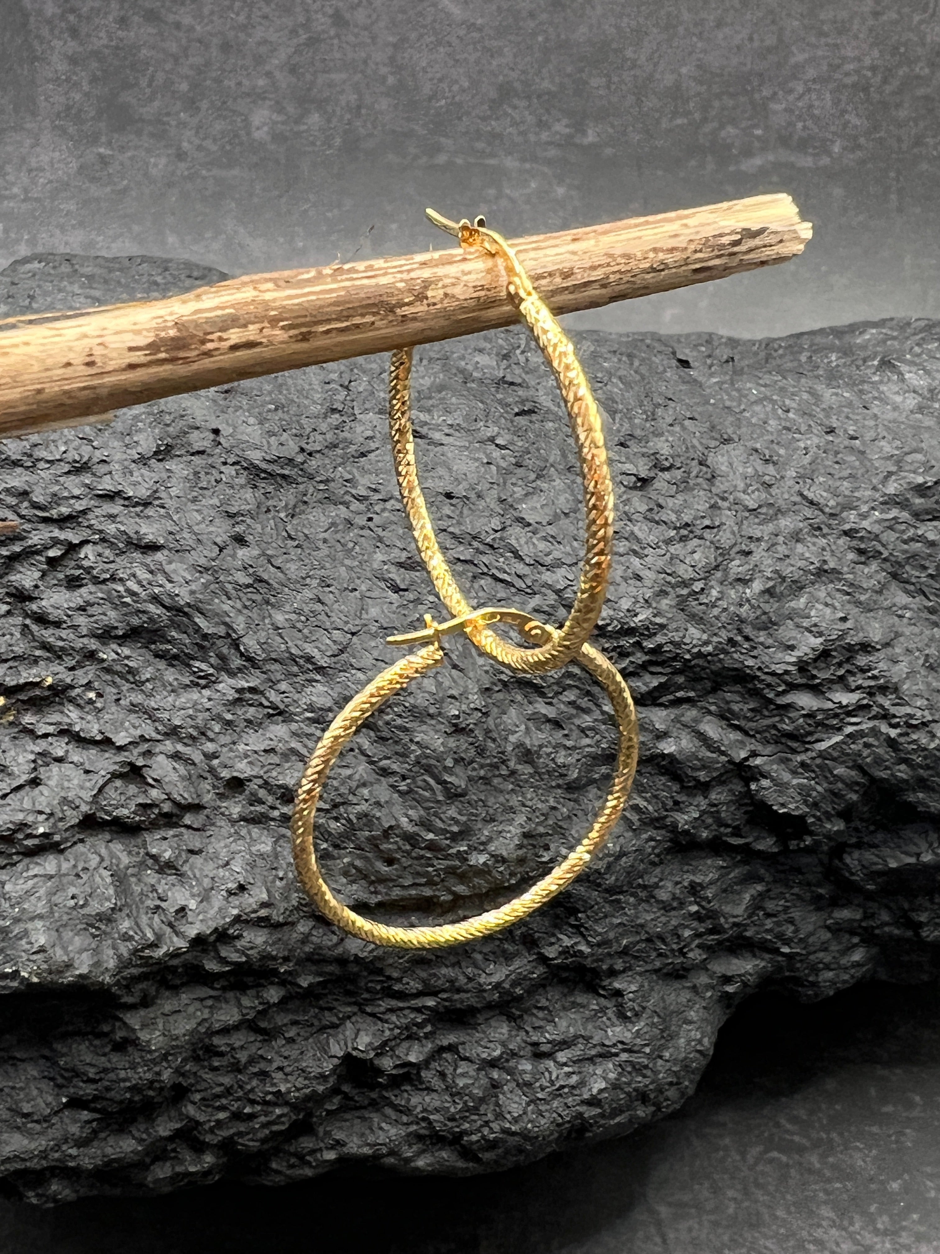 Ohrringe "Creolen Schliff" · 585 Gold · Gelbgold · 35 mm