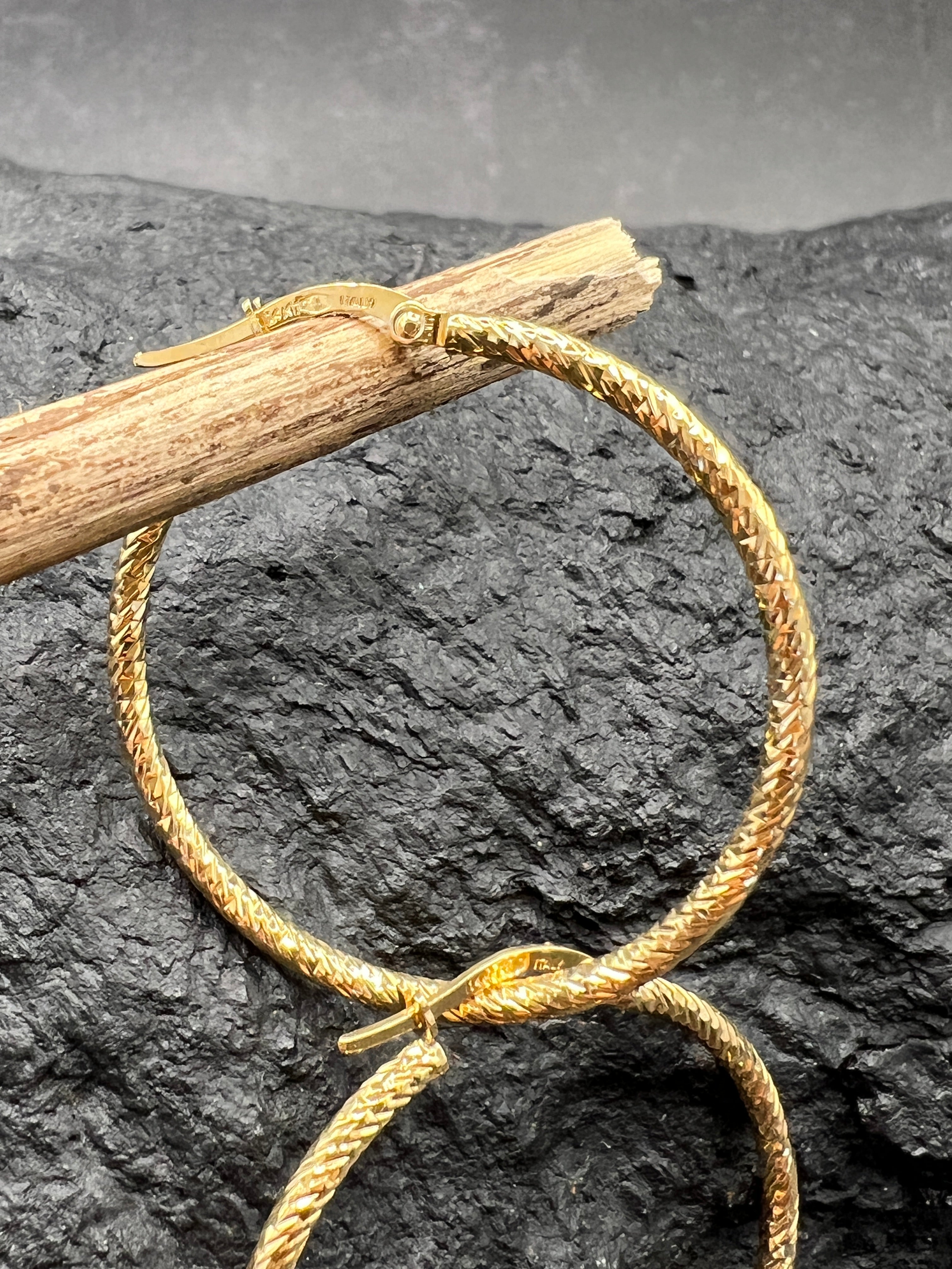 Ohrringe "Creolen Schliff" · 585 Gold · Gelbgold · 35 mm