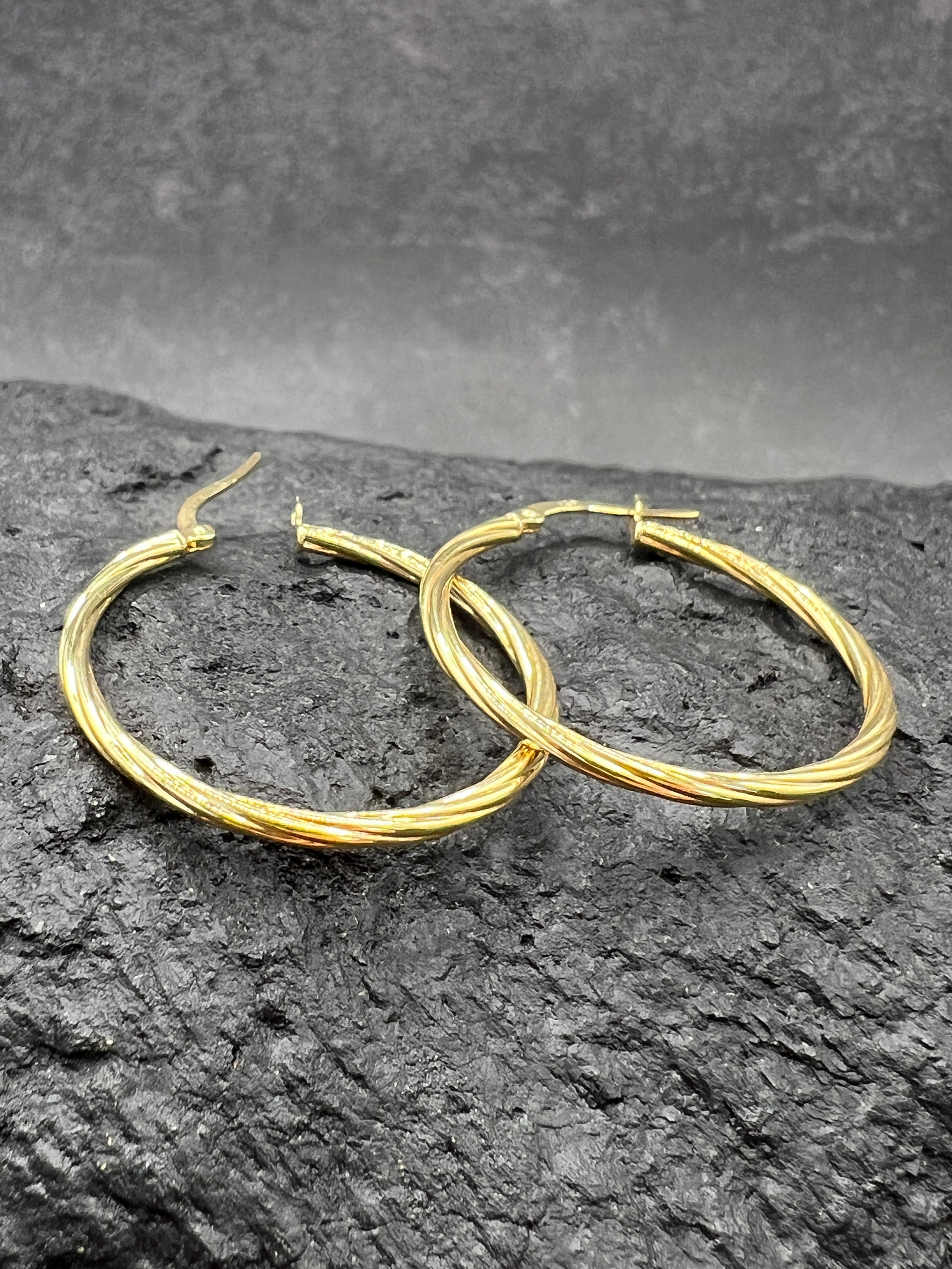 Ohrringe "Creolen gedreht" · 585 Gold · Gelbgold · 30 mm