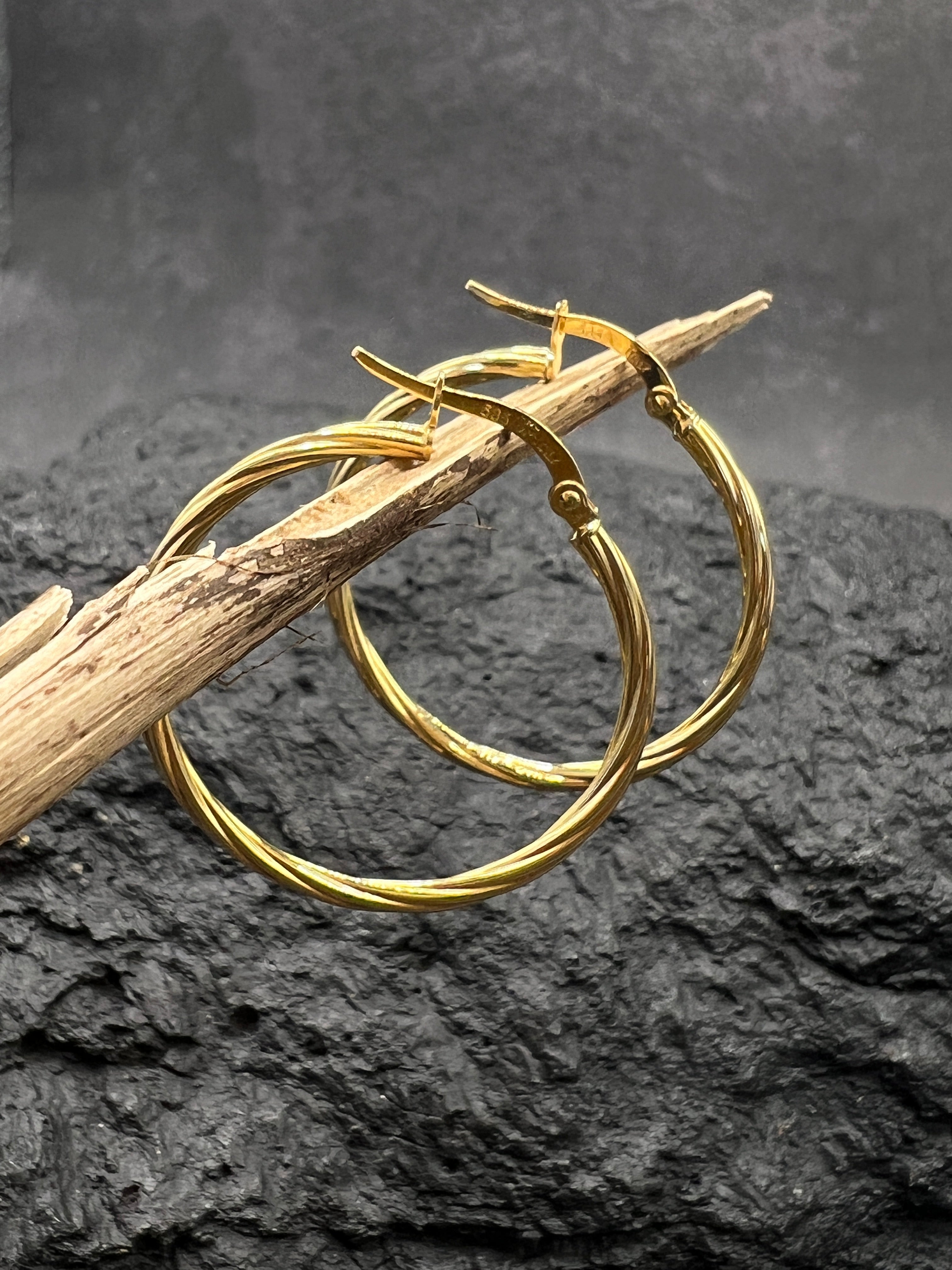 Ohrringe "Creolen gedreht" · 585 Gold · Gelbgold · 30 mm