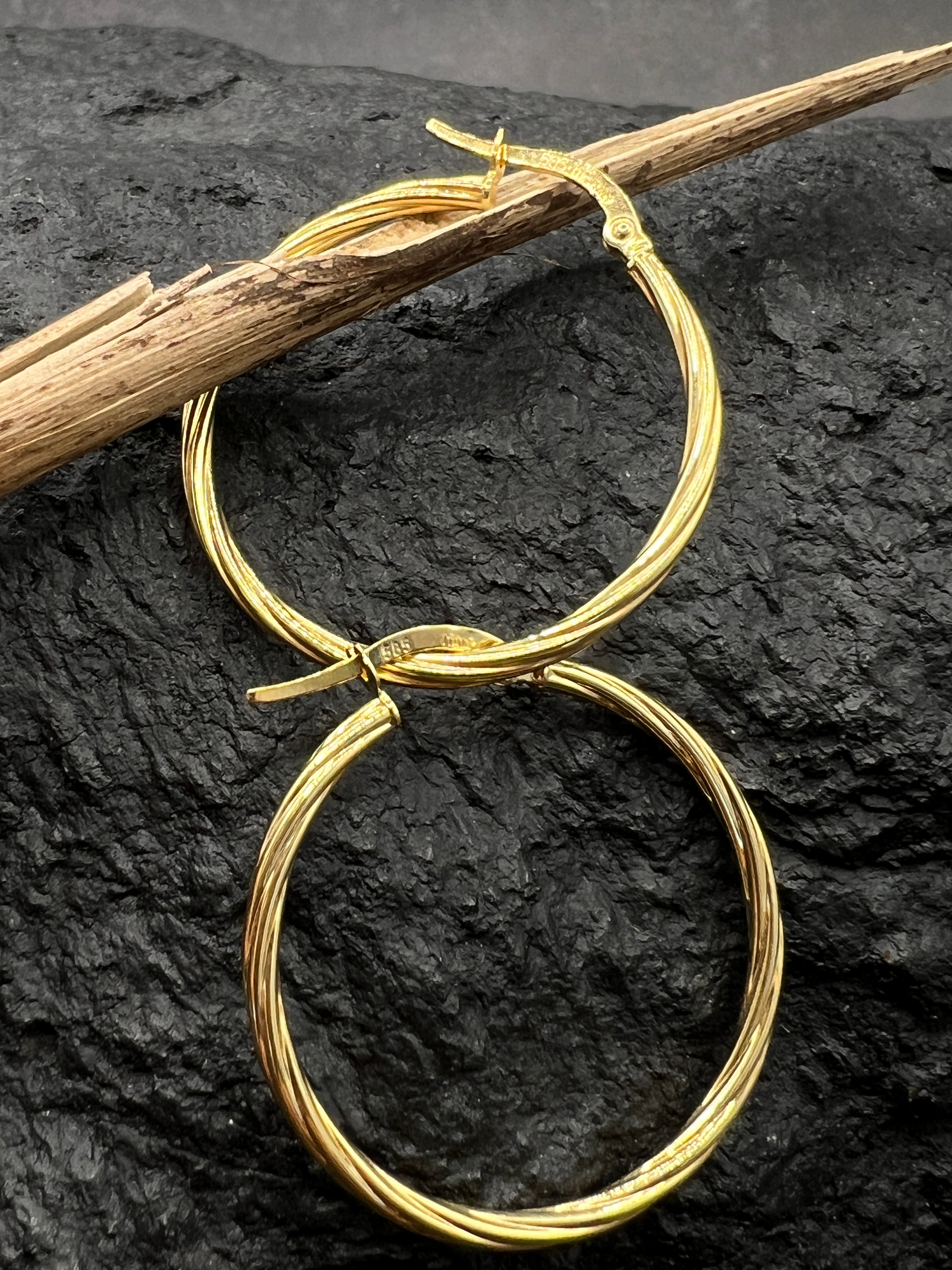 Ohrringe "Creolen gedreht" · 585 Gold · Gelbgold · 30 mm