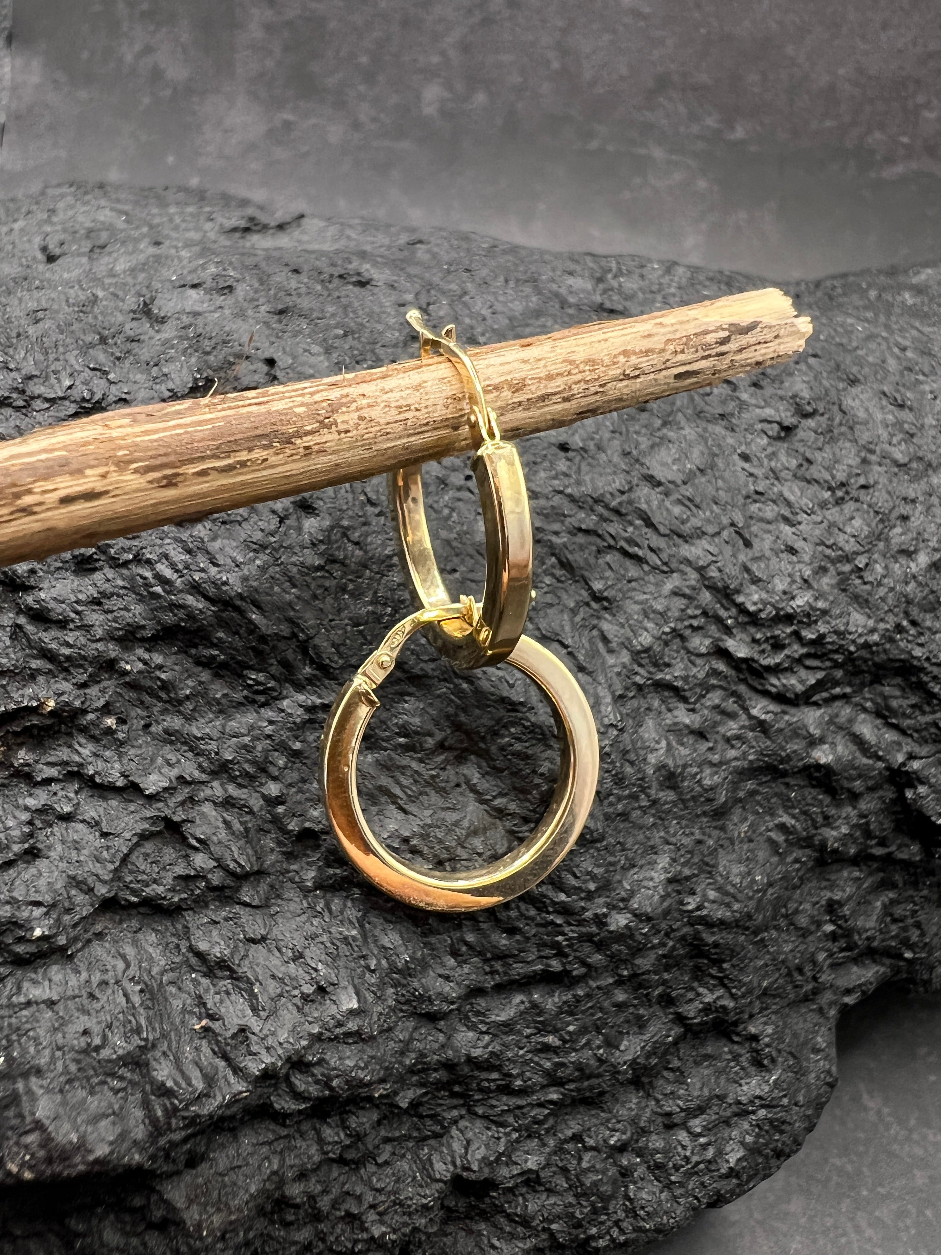 Ohrringe "Creolen eckig" · 585 Gold · Gelbgold · Glanz