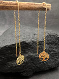 Damen Ohrringe • 585 Gold • Lebensbaum • feine Kette • Durchzieher • Threader Ohrhänger