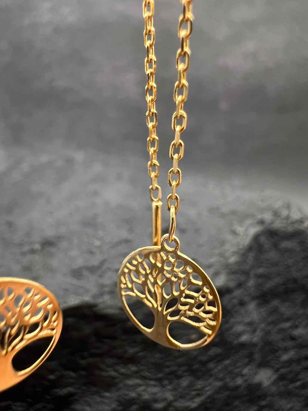 Damen Ohrringe • 585 Gold • Lebensbaum • feine Kette • Durchzieher • Threader Ohrhänger