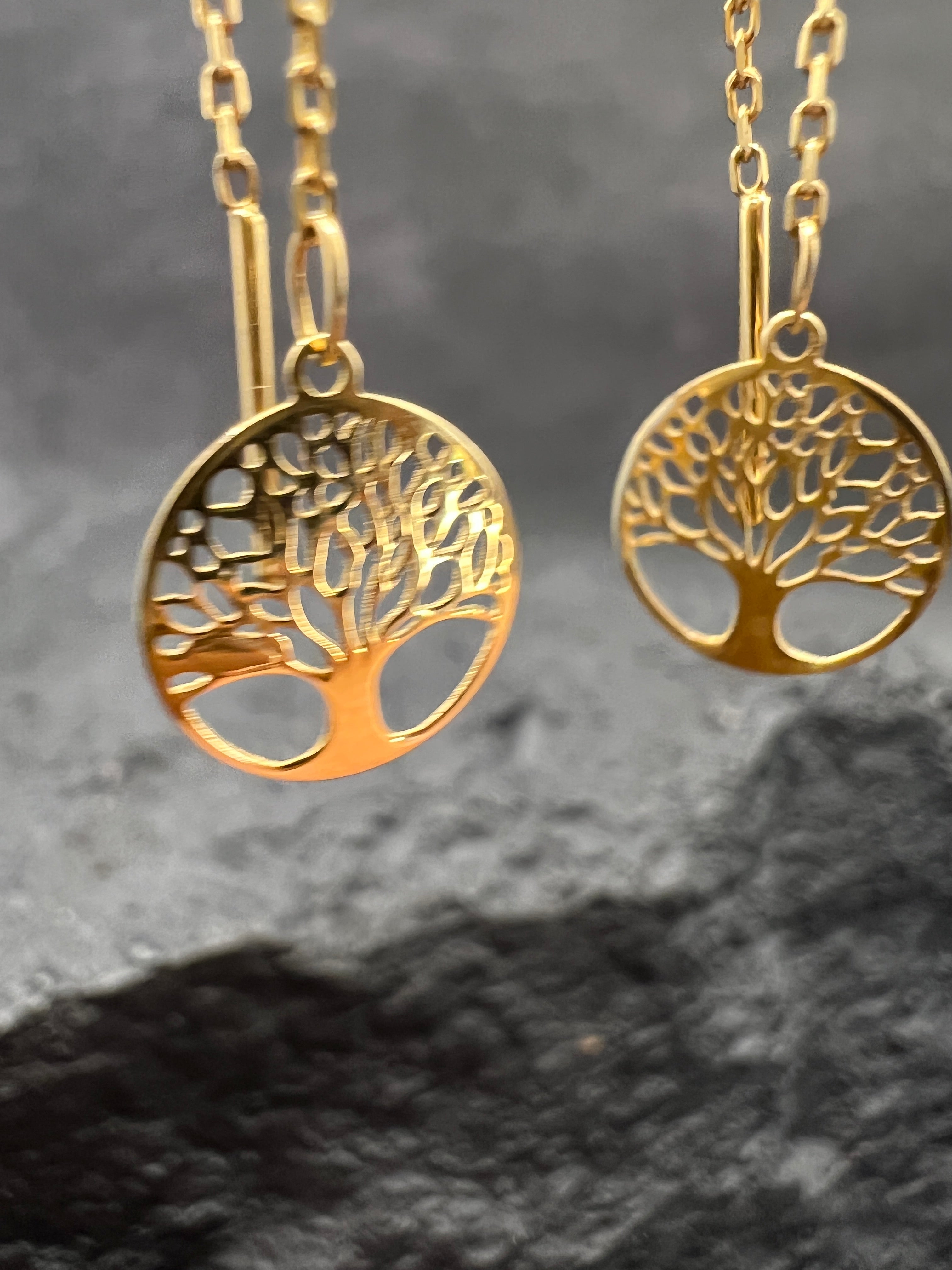 Damen Ohrringe • 585 Gold • Lebensbaum • feine Kette • Durchzieher • Threader Ohrhänger