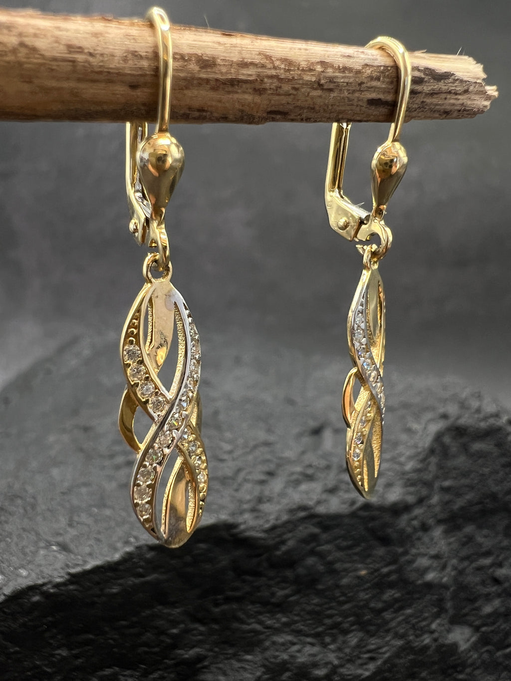 Damen Ohrringe • 585 Gold • Bicolor • Zirkonia • Elegante Infinity Form • Brisurverschluss