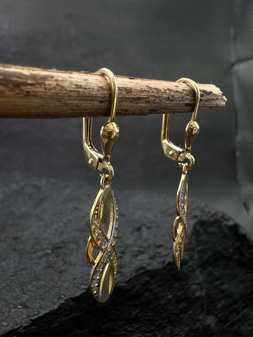 Damen Ohrringe • 585 Gold • Bicolor • Zirkonia • Elegante Infinity Form • Brisurverschluss