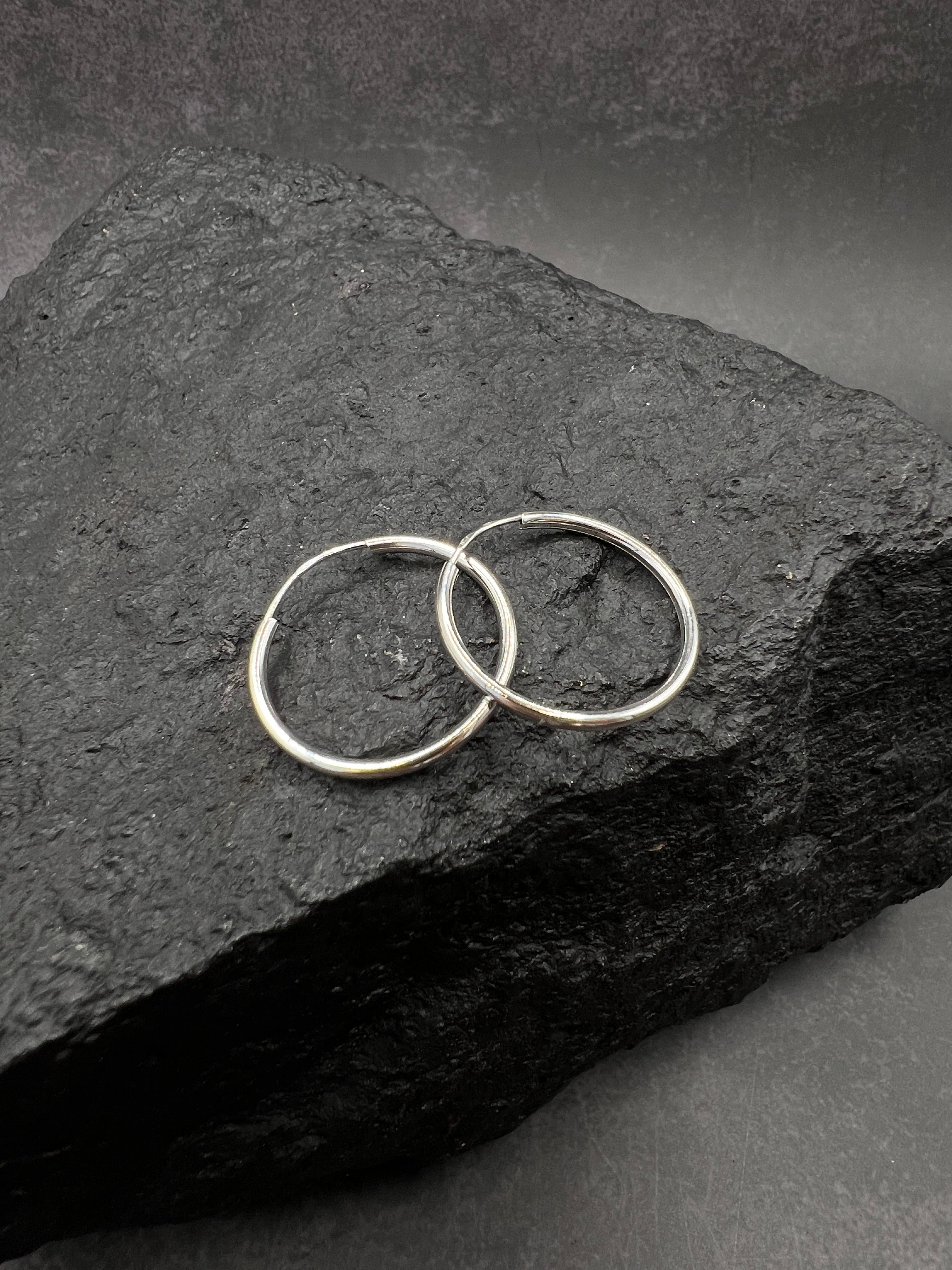 Ohrringe "Creolen Klassik" · 585 Gold · Weißgold · Glanz