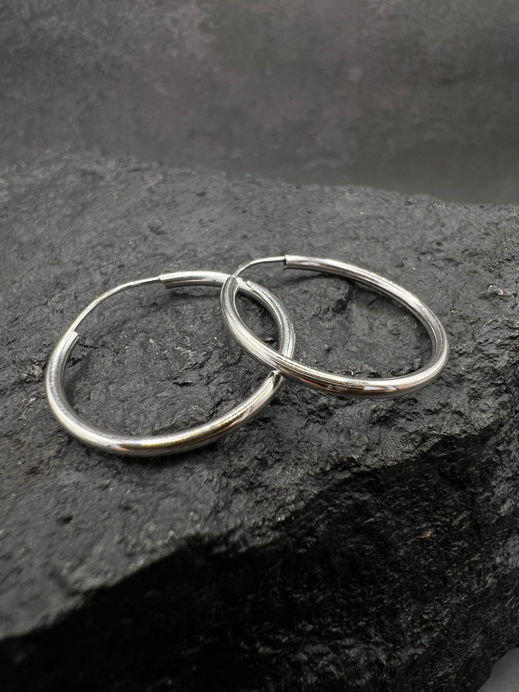 Ohrringe "Creolen Klassik" · 585 Gold · Weißgold · Glanz