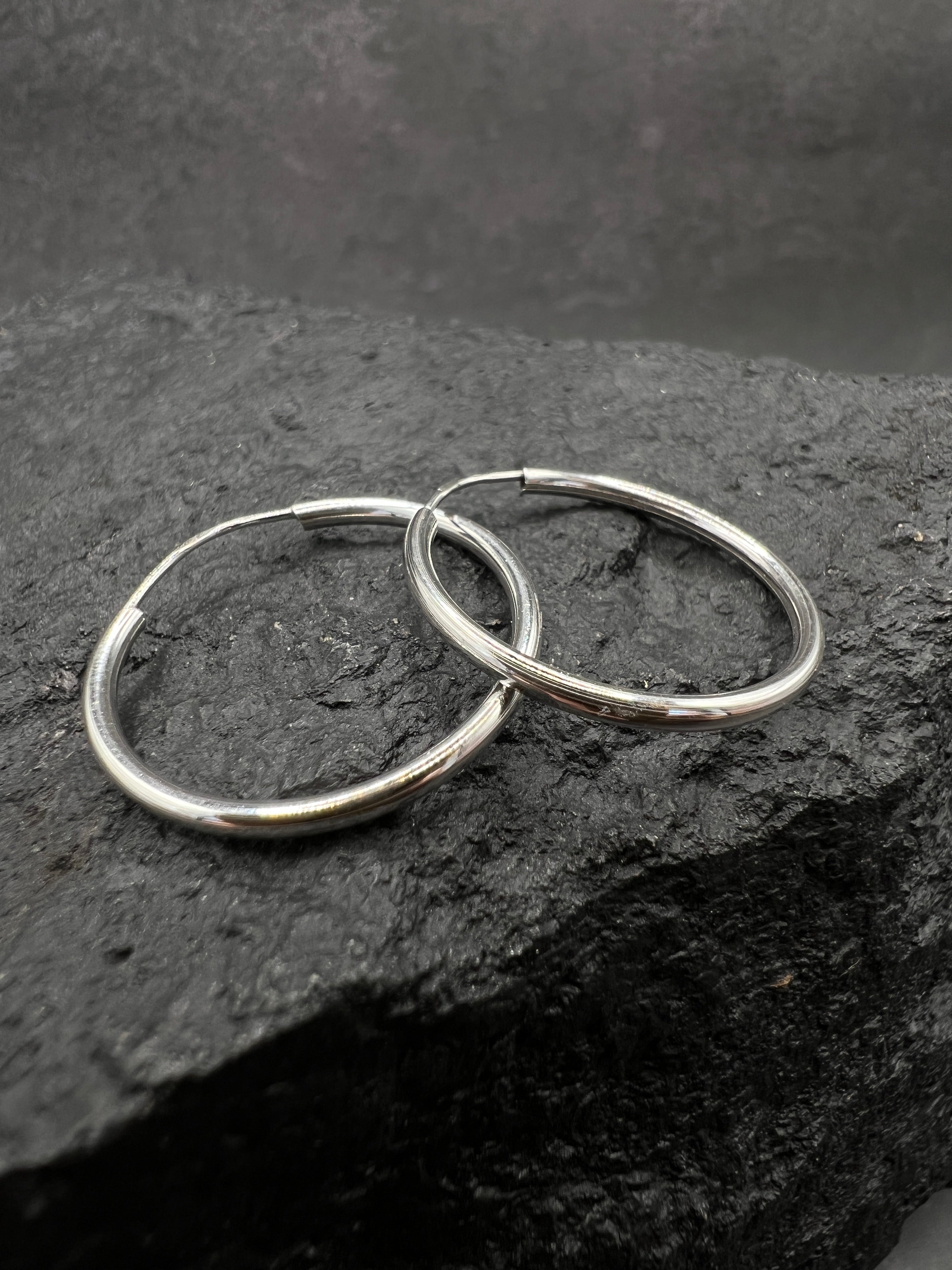 Ohrringe "Creolen Klassik" · 585 Gold · Weißgold · Glanz