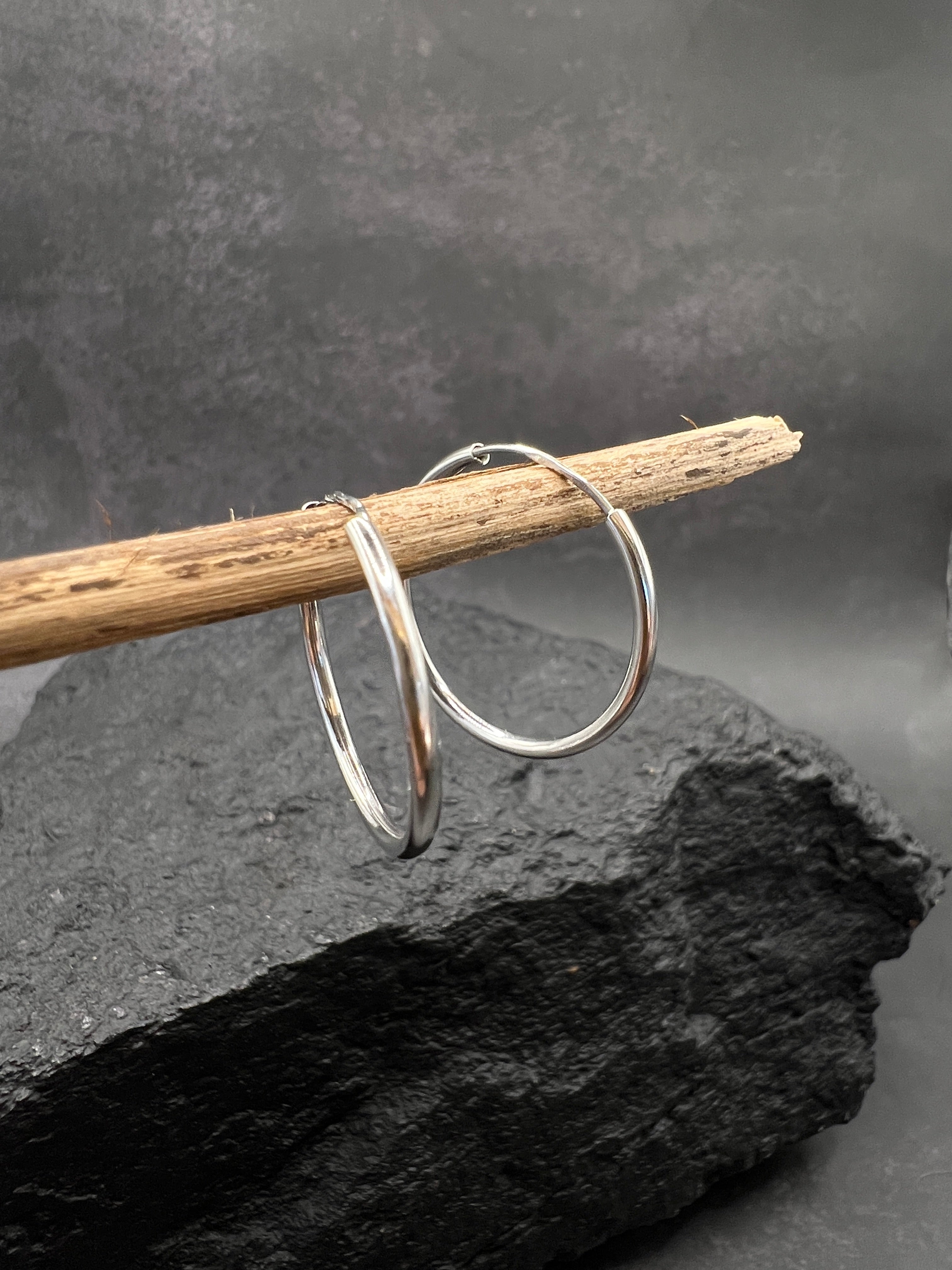 Ohrringe "Creolen Klassik" · 585 Gold · Weißgold · Glanz