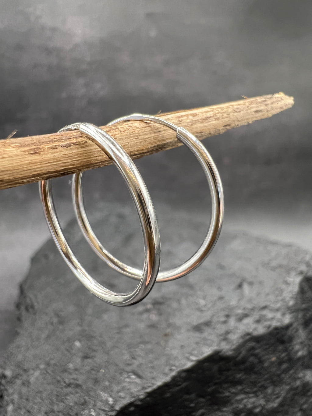 Ohrringe "Creolen Klassik" · 585 Gold · Weißgold · Glanz