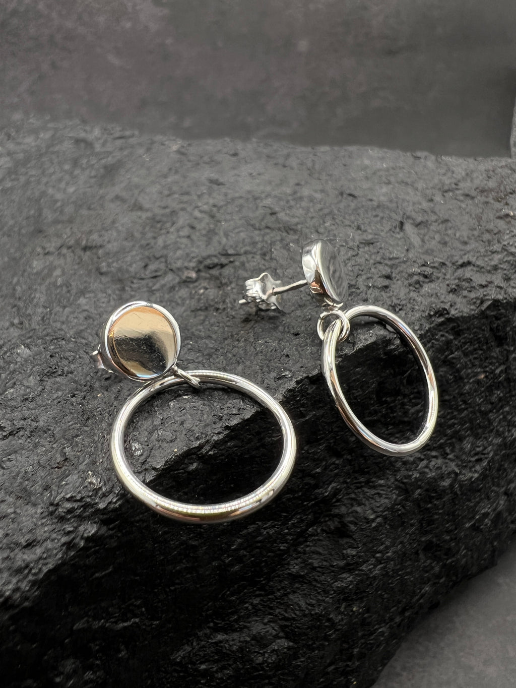 Damen Ohrhänger 585 Weißgold · Kreisdesign · polierte Oberfläche · Ohrstecker