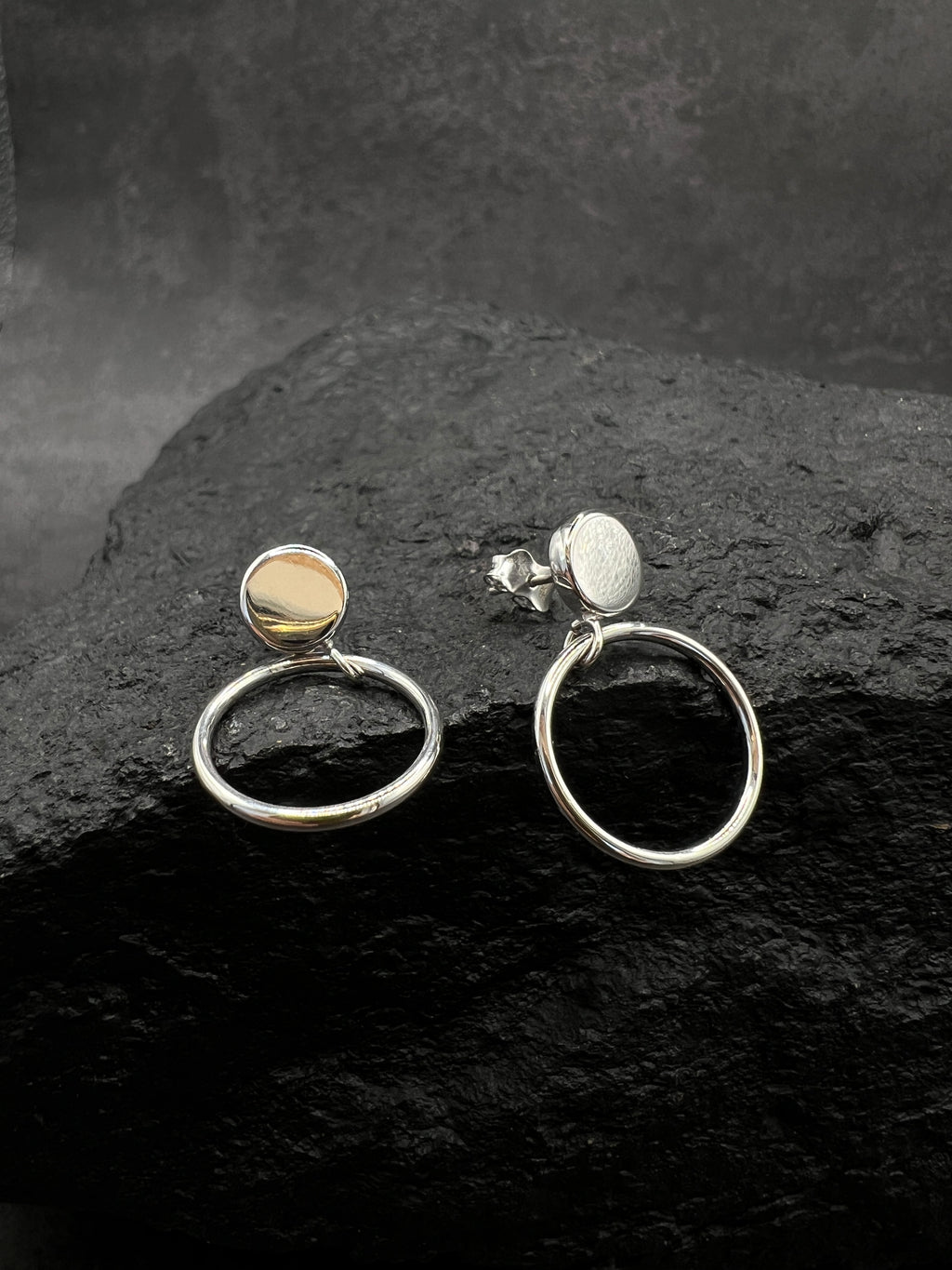 Damen Ohrhänger 585 Weißgold · Kreisdesign · polierte Oberfläche · Ohrstecker