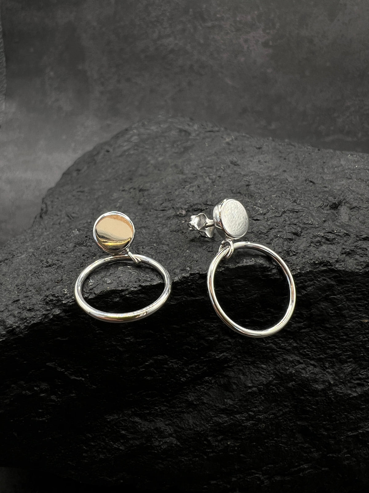 Damen Ohrhänger 585 Weißgold · Kreisdesign · polierte Oberfläche · Ohrstecker