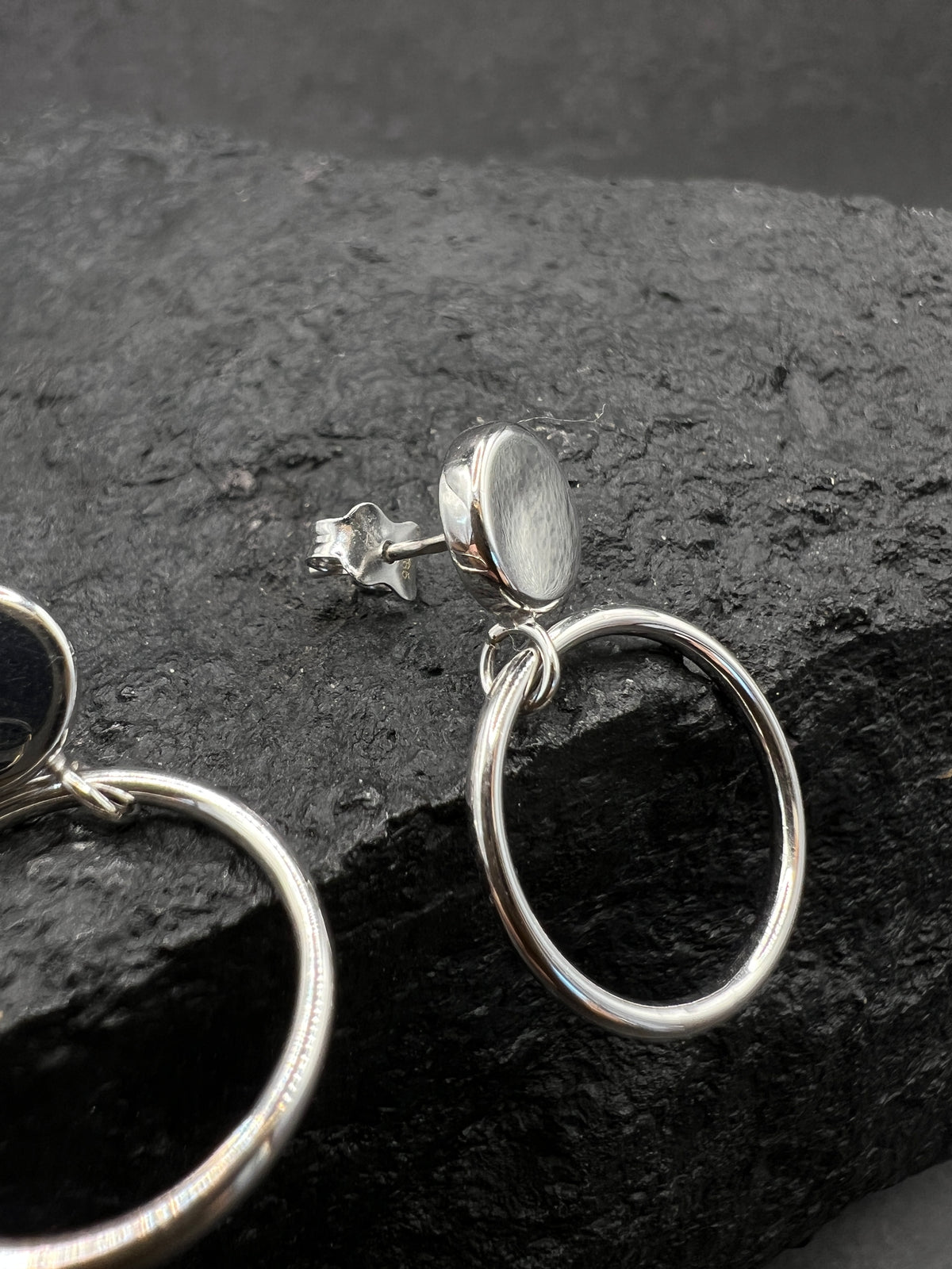 Damen Ohrhänger 585 Weißgold · Kreisdesign · polierte Oberfläche · Ohrstecker