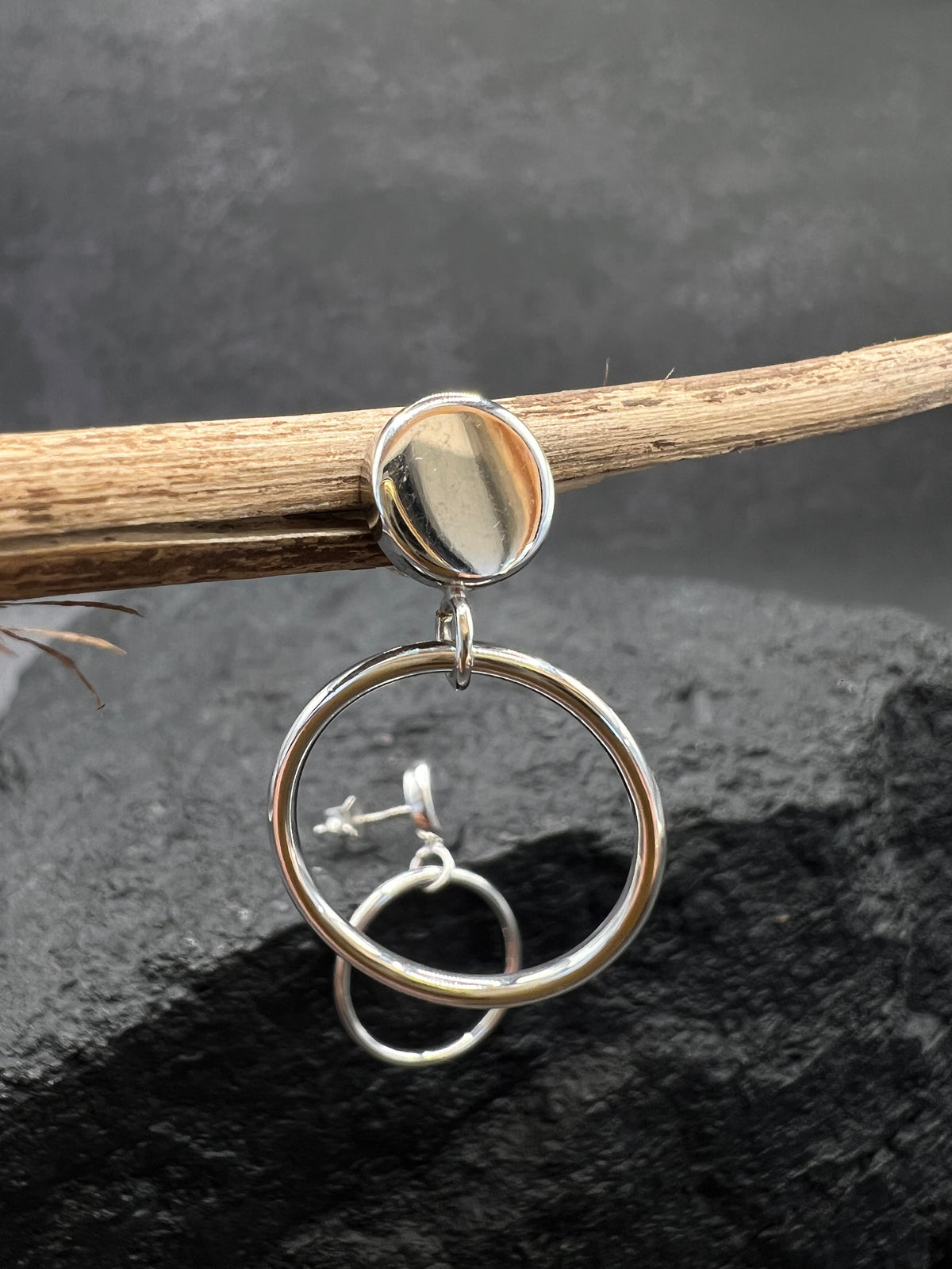 Damen Ohrhänger 585 Weißgold · Kreisdesign · polierte Oberfläche · Ohrstecker