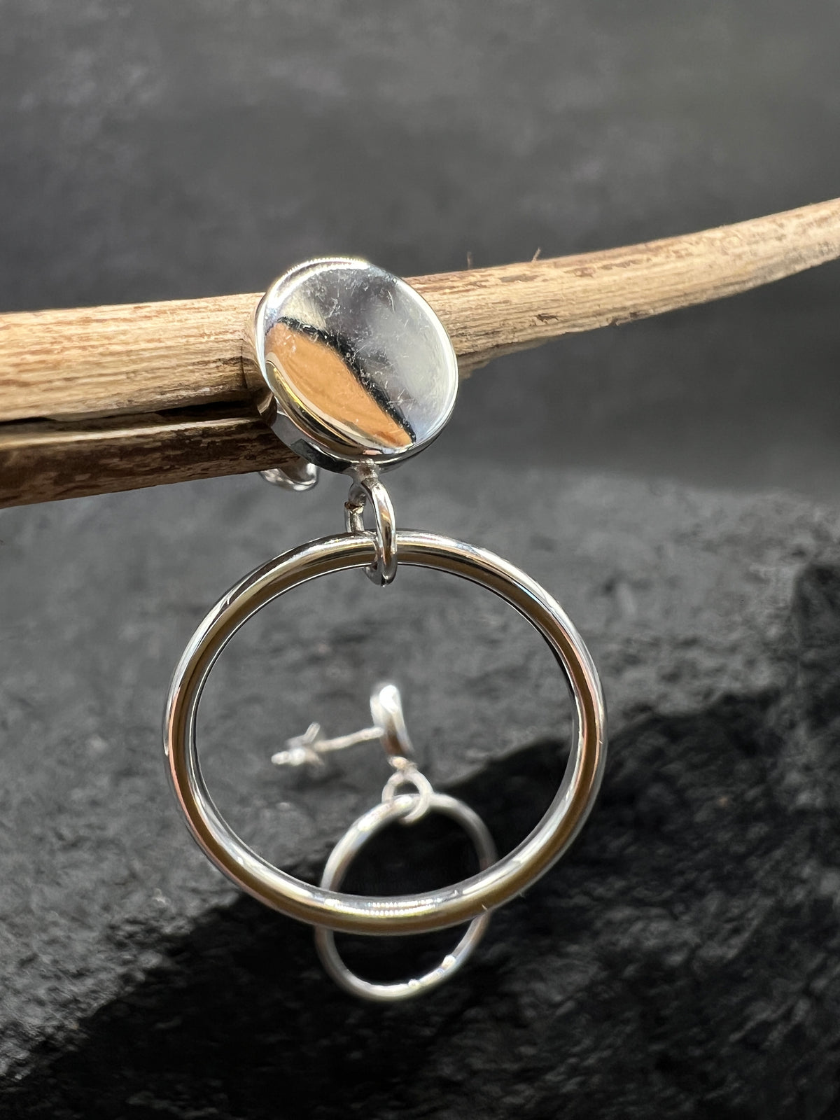 Damen Ohrhänger 585 Weißgold · Kreisdesign · polierte Oberfläche · Ohrstecker