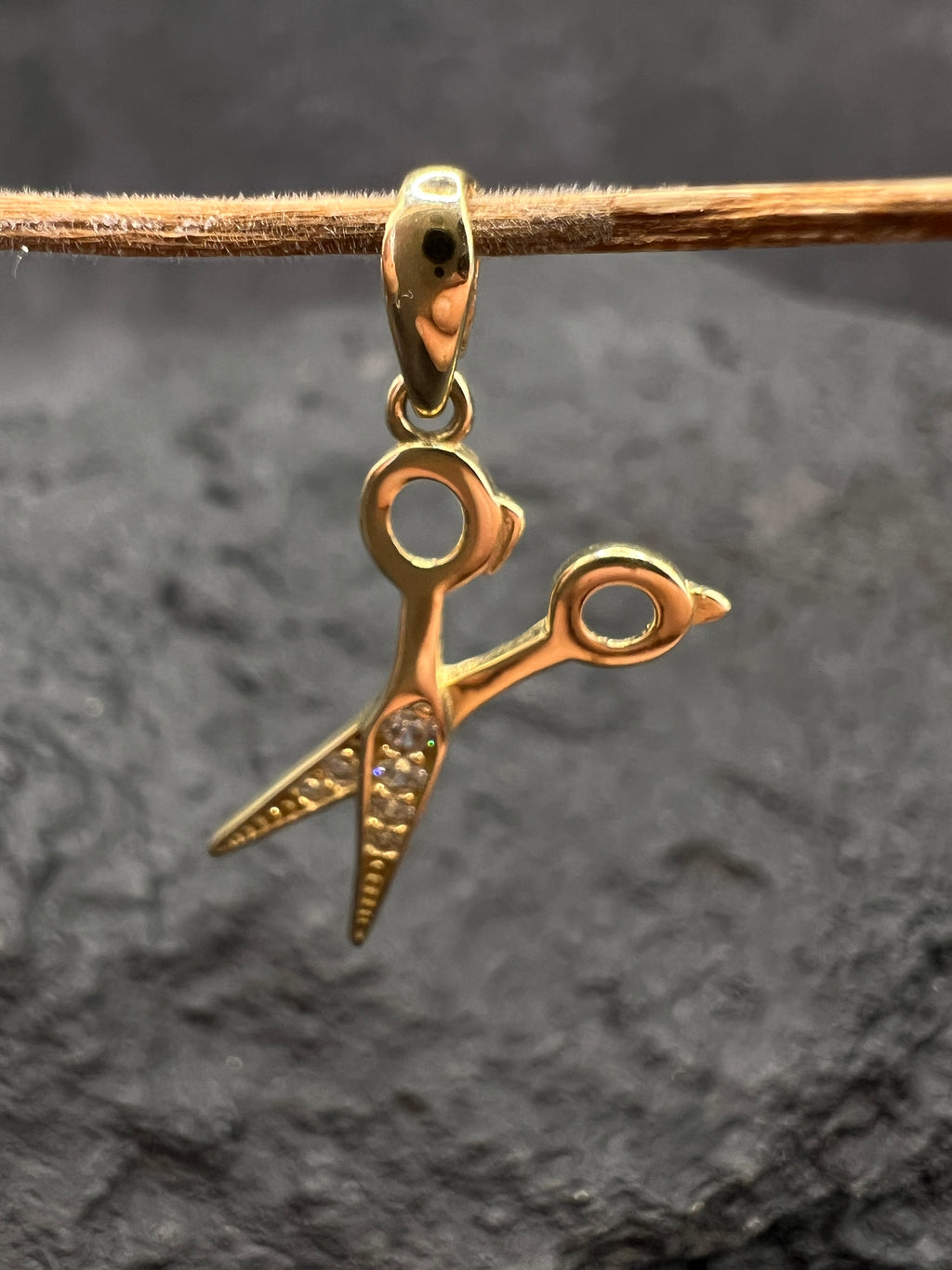 Anhänger Friseurschere mit Zirkonia · 585 Gold · Gelbgold · Unisex