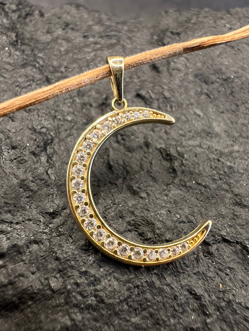 585 Gold Anhänger Halbmond Gelbgold • Zirkonia • 14 Karat • Unisex