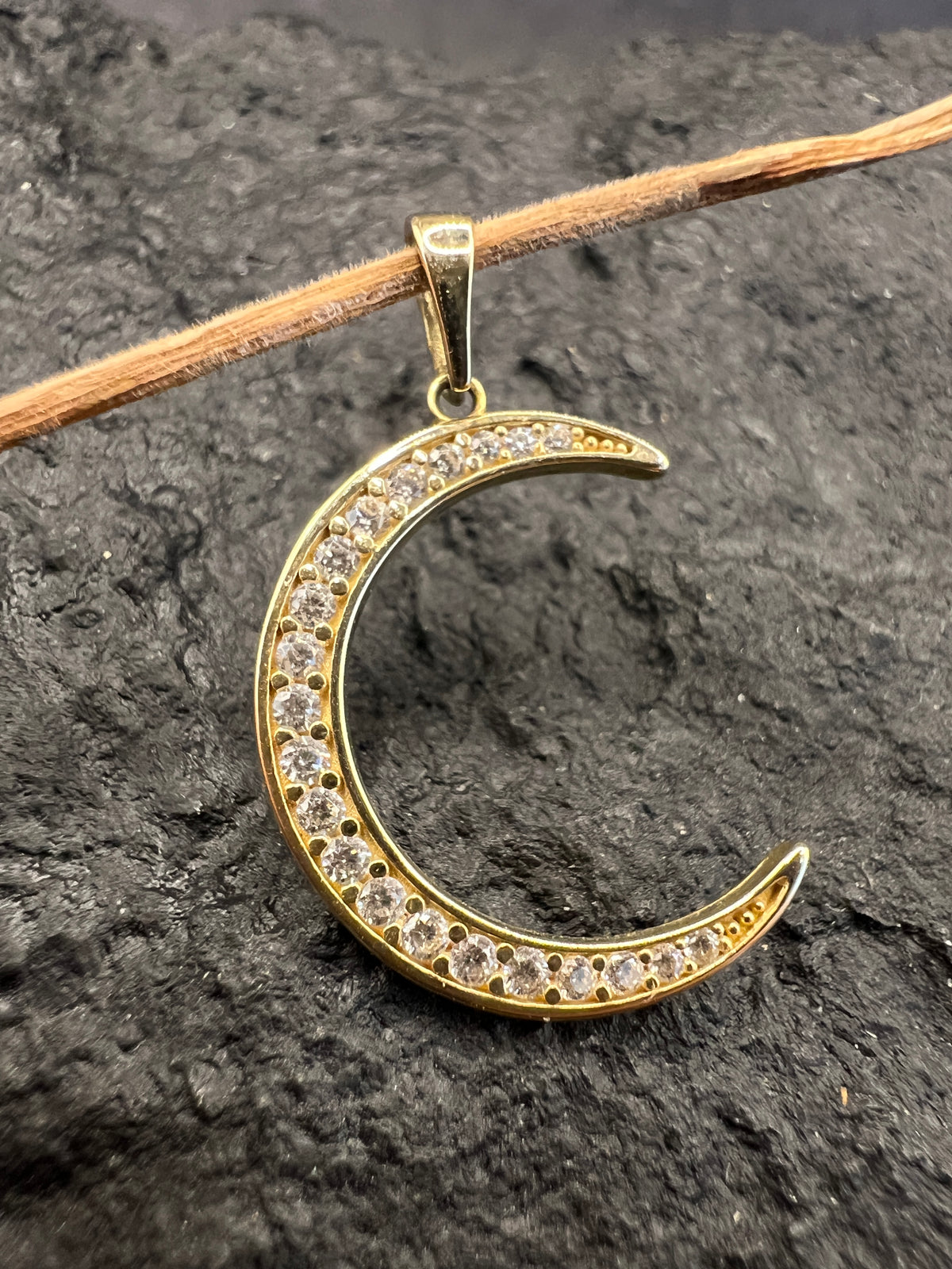 585 Gold Anhänger Halbmond Gelbgold • Zirkonia • 14 Karat • Unisex
