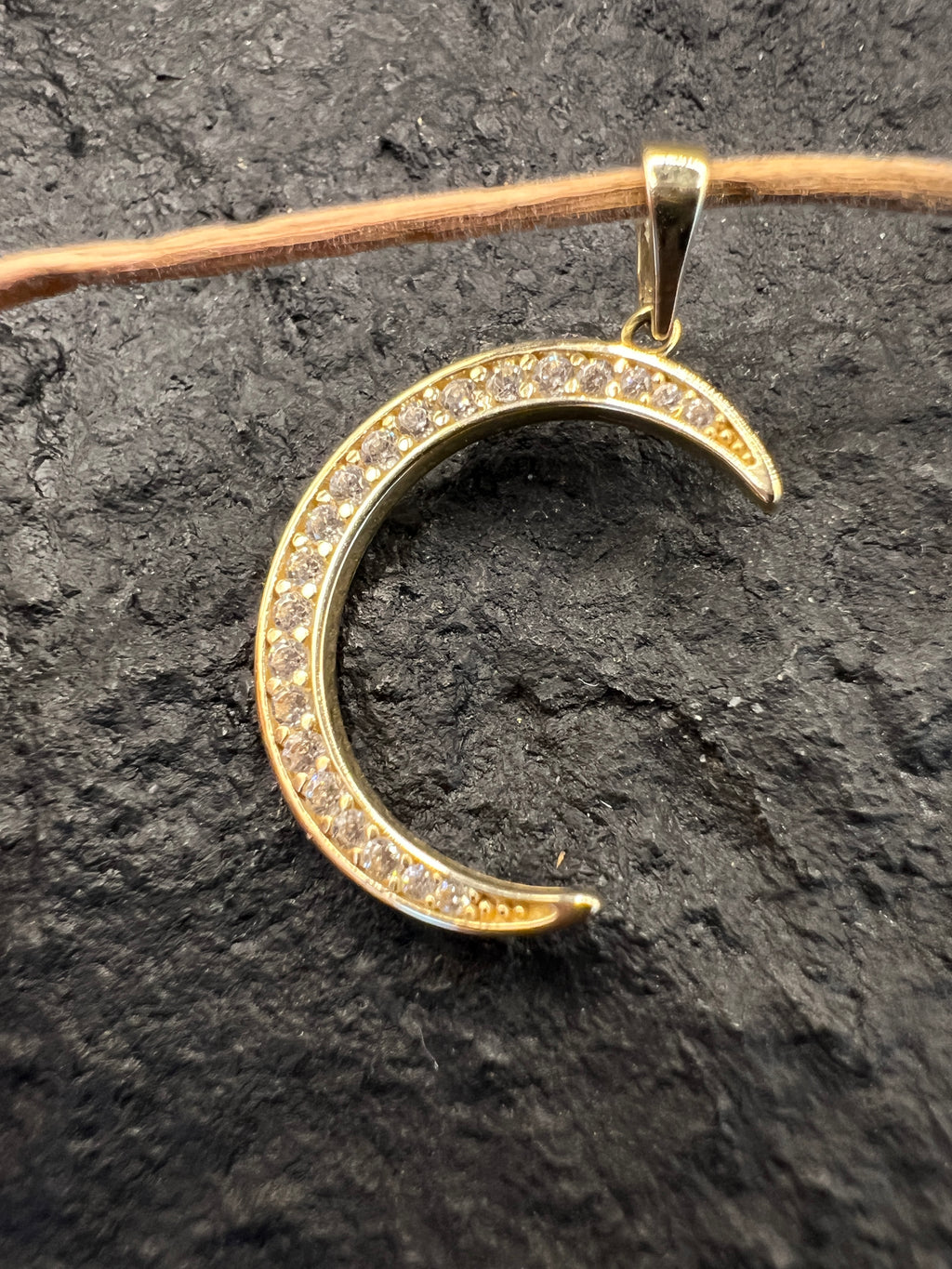 585 Gold Anhänger Halbmond Gelbgold • Zirkonia • 14 Karat • Unisex