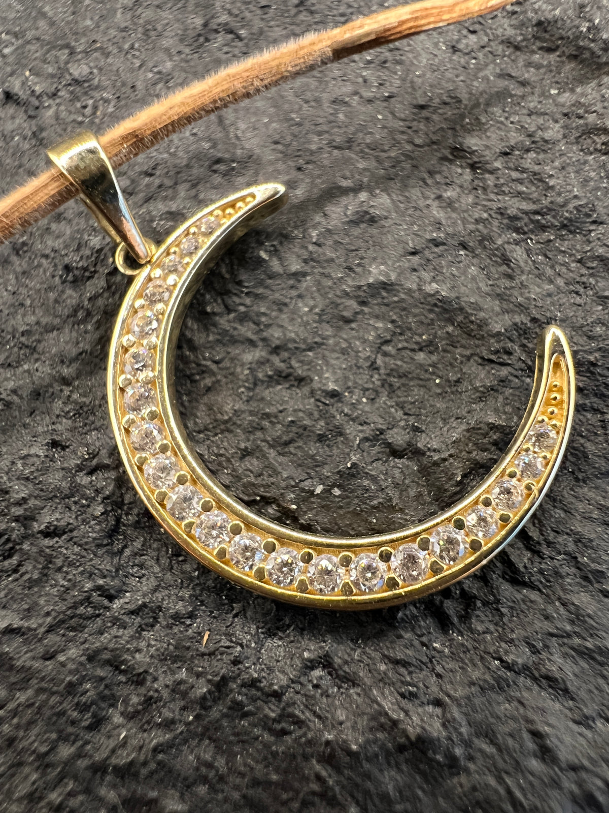 585 Gold Anhänger Halbmond Gelbgold • Zirkonia • 14 Karat • Unisex