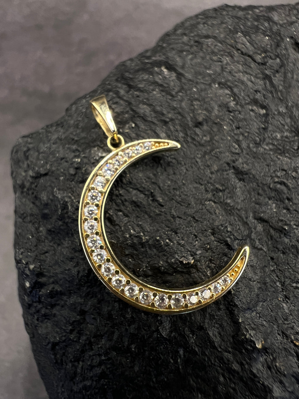 585 Gold Anhänger Halbmond Gelbgold • Zirkonia • 14 Karat • Unisex
