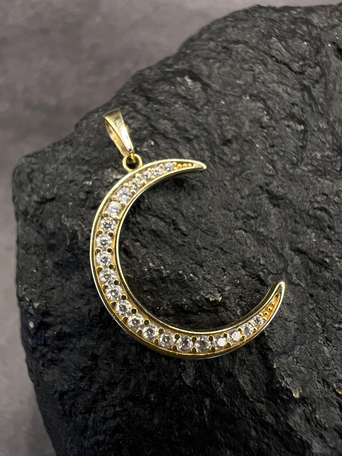 585 Gold Anhänger Halbmond Gelbgold • Zirkonia • 14 Karat • Unisex