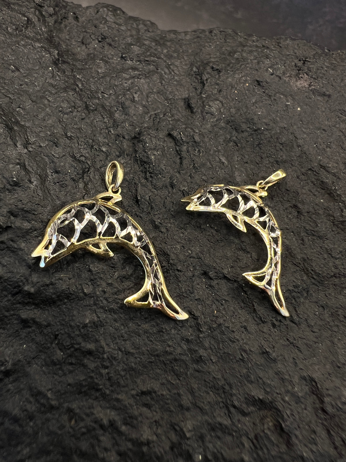 Anhänger Delfin • Bicolor • Delfin-Paar • 585 Gold • 14 Karat
