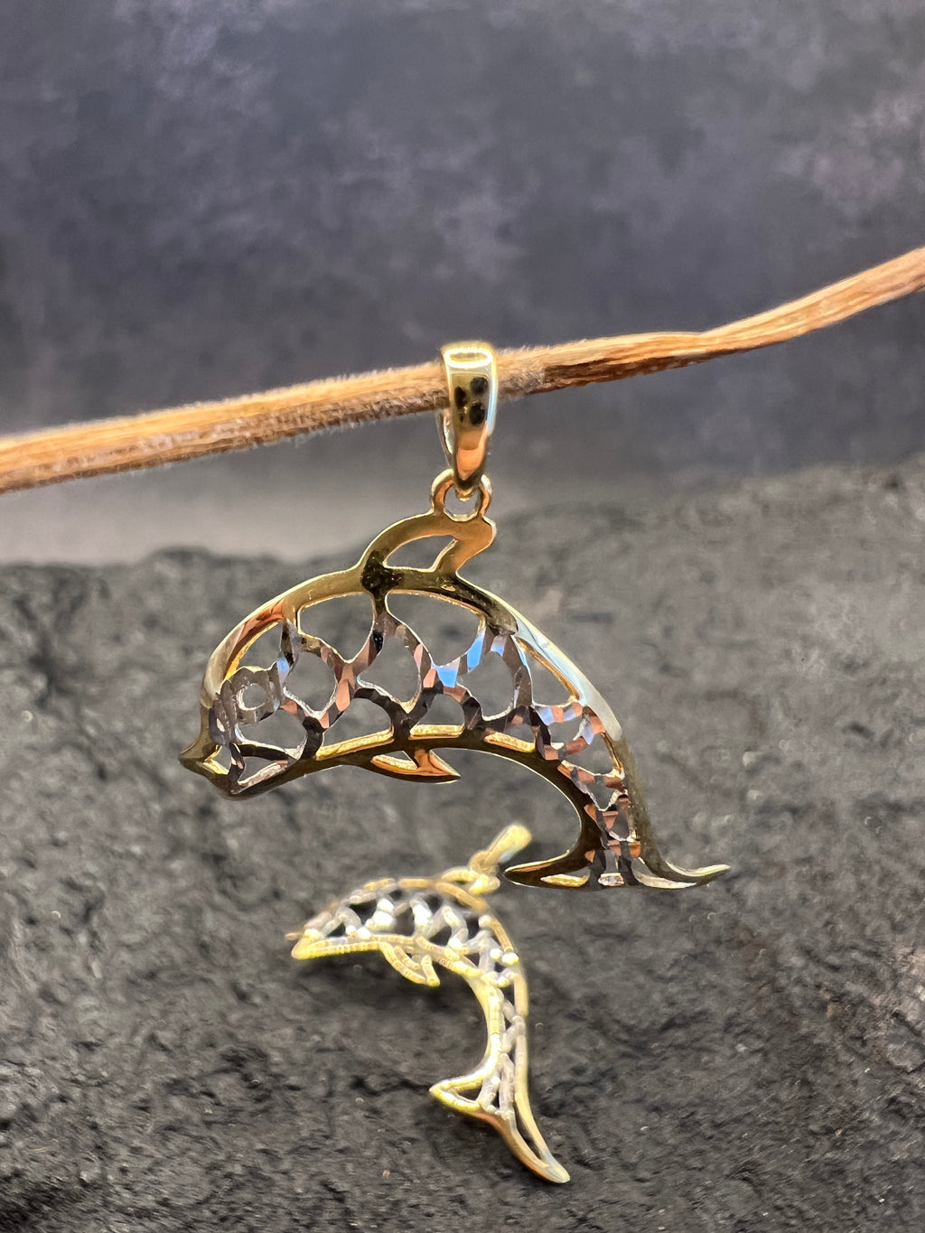 Anhänger Delfin • Bicolor • Delfin-Paar • 585 Gold • 14 Karat