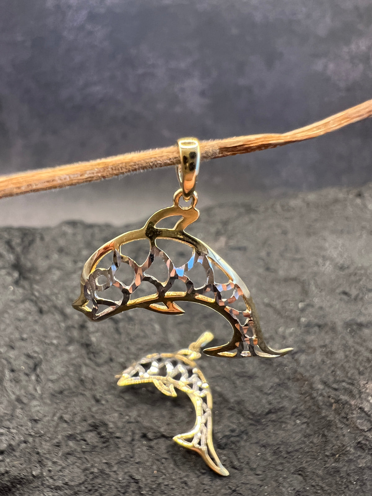 Anhänger Delfin • Bicolor • Delfin-Paar • 585 Gold • 14 Karat
