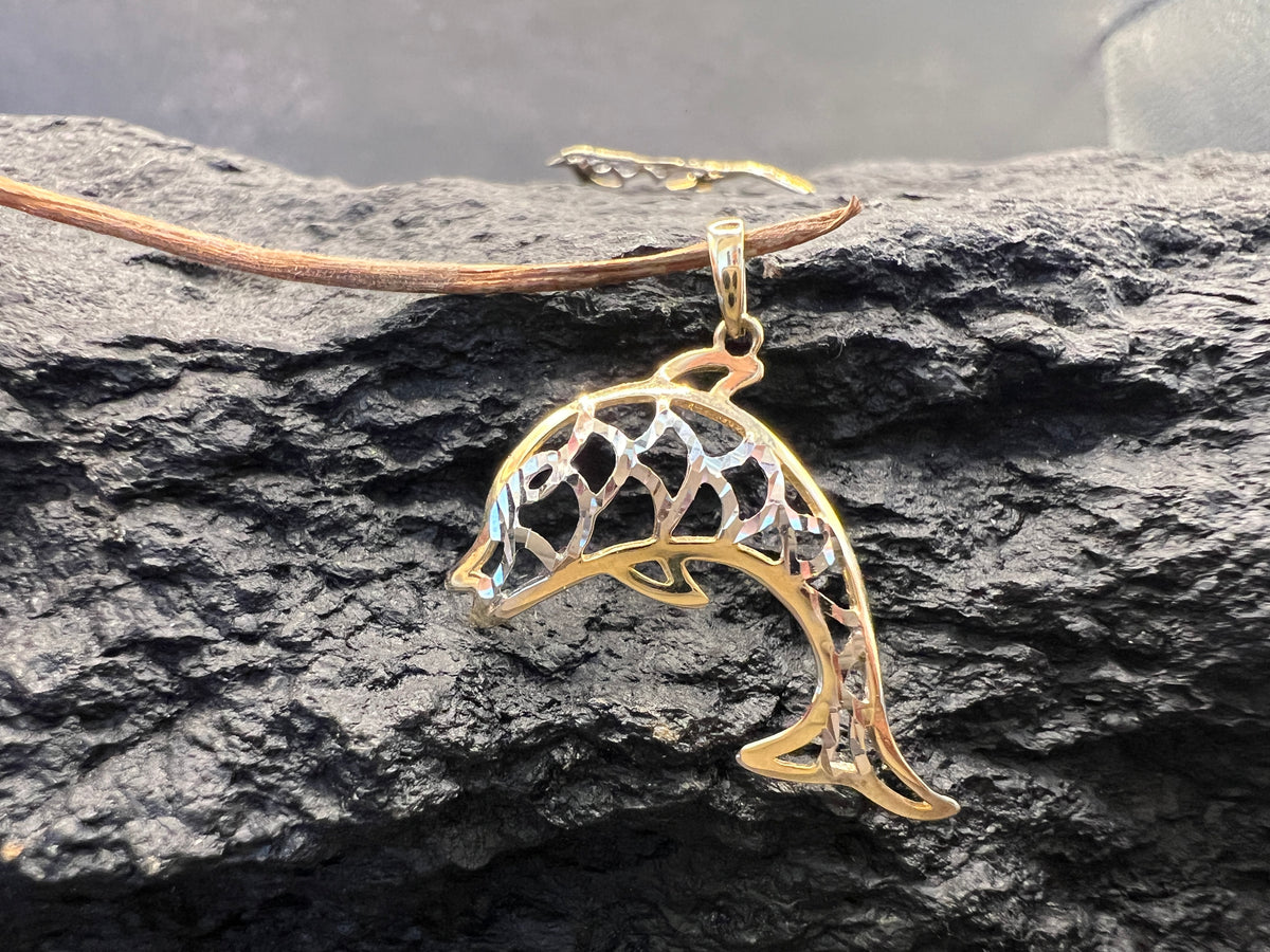 Anhänger Delfin • Bicolor • Delfin-Paar • 585 Gold • 14 Karat
