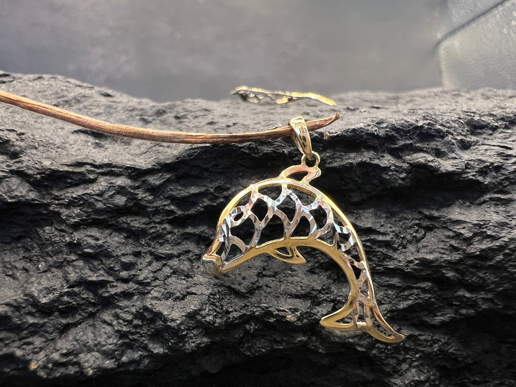 Anhänger Delfin • Bicolor • Delfin-Paar • 585 Gold • 14 Karat