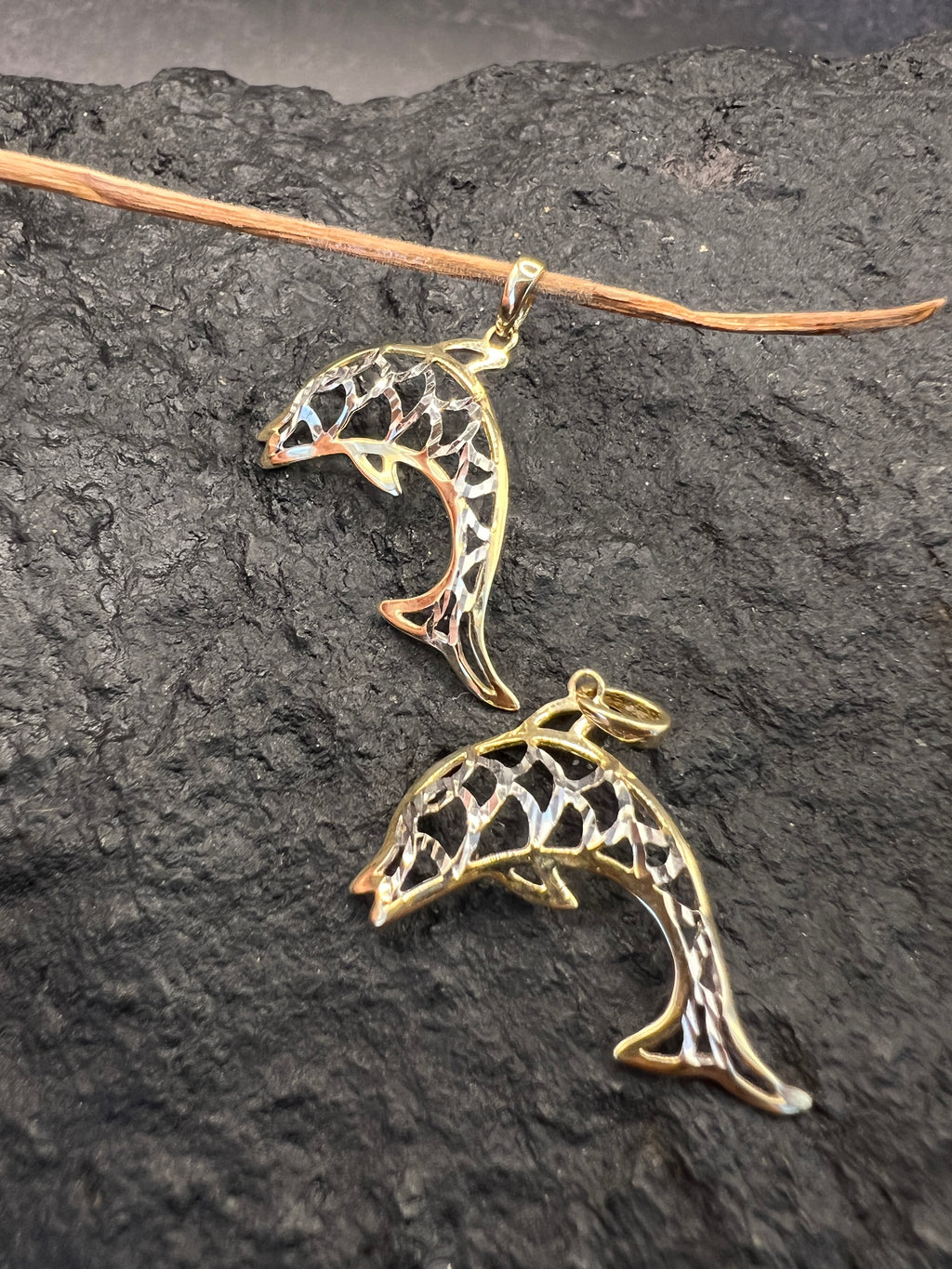 Anhänger Delfin • Bicolor • Delfin-Paar • 585 Gold • 14 Karat