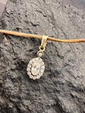 585 Gold Anhänger Vintage Flower Gelbgold • ovaler Zirkonia • 14 Karat