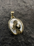 585 Gold Anhänger • Schutzengel mit Perlmutt • 14 Karat • Gelbgold • Unisex