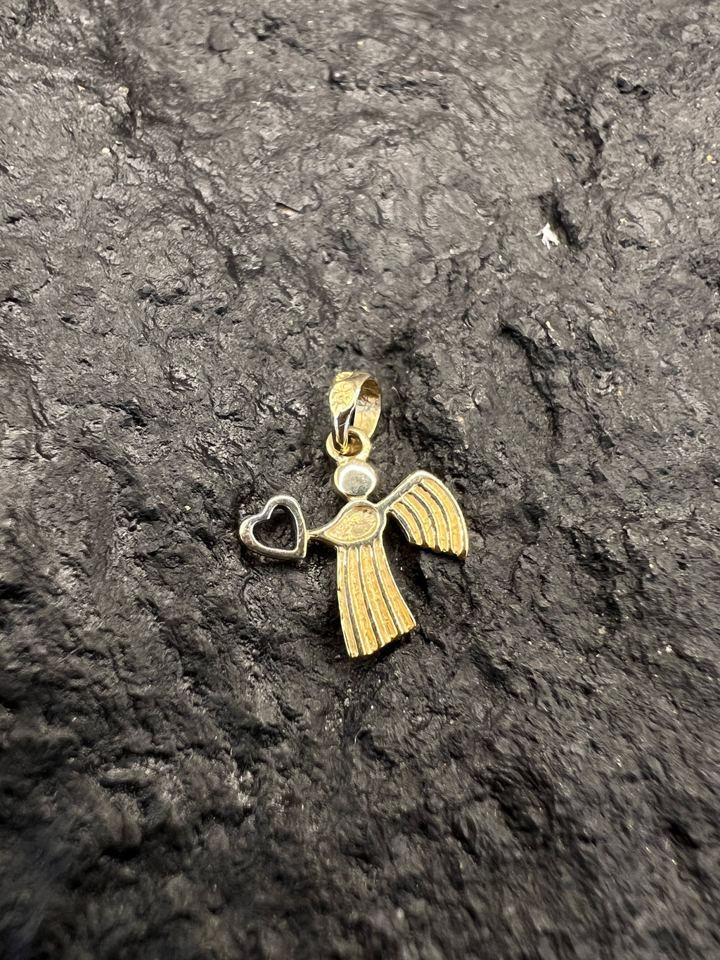 585 Gold Anhänger • Schutzengel mit Herz • 14 Karat • Bicolor • Love