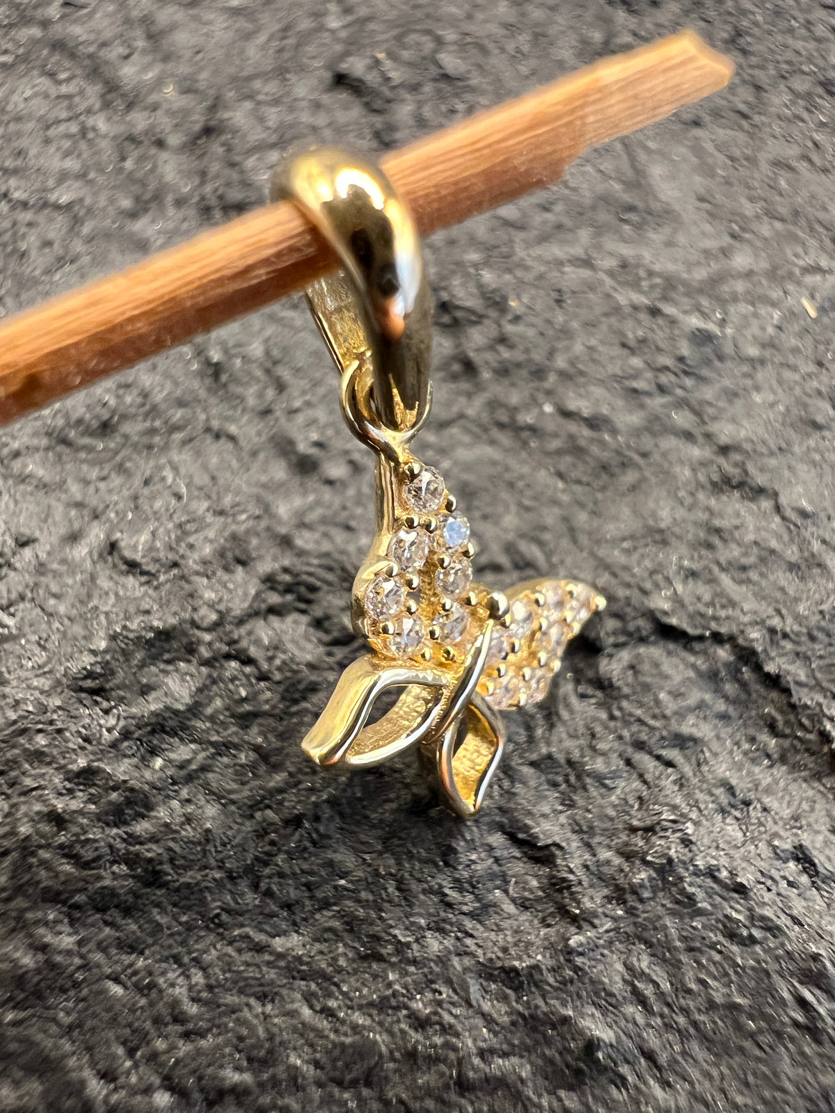 333 Gold Anhänger • Schmetterling • 8 Karat • weiße Zirkonia