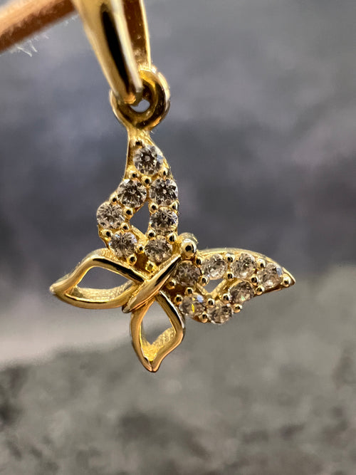 333 Gold Anhänger • Schmetterling • 8 Karat • weiße Zirkonia