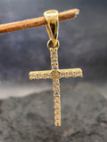585 Gold Kreuz Anhänger • Gelbgold • weiße Zirkonia • unisex