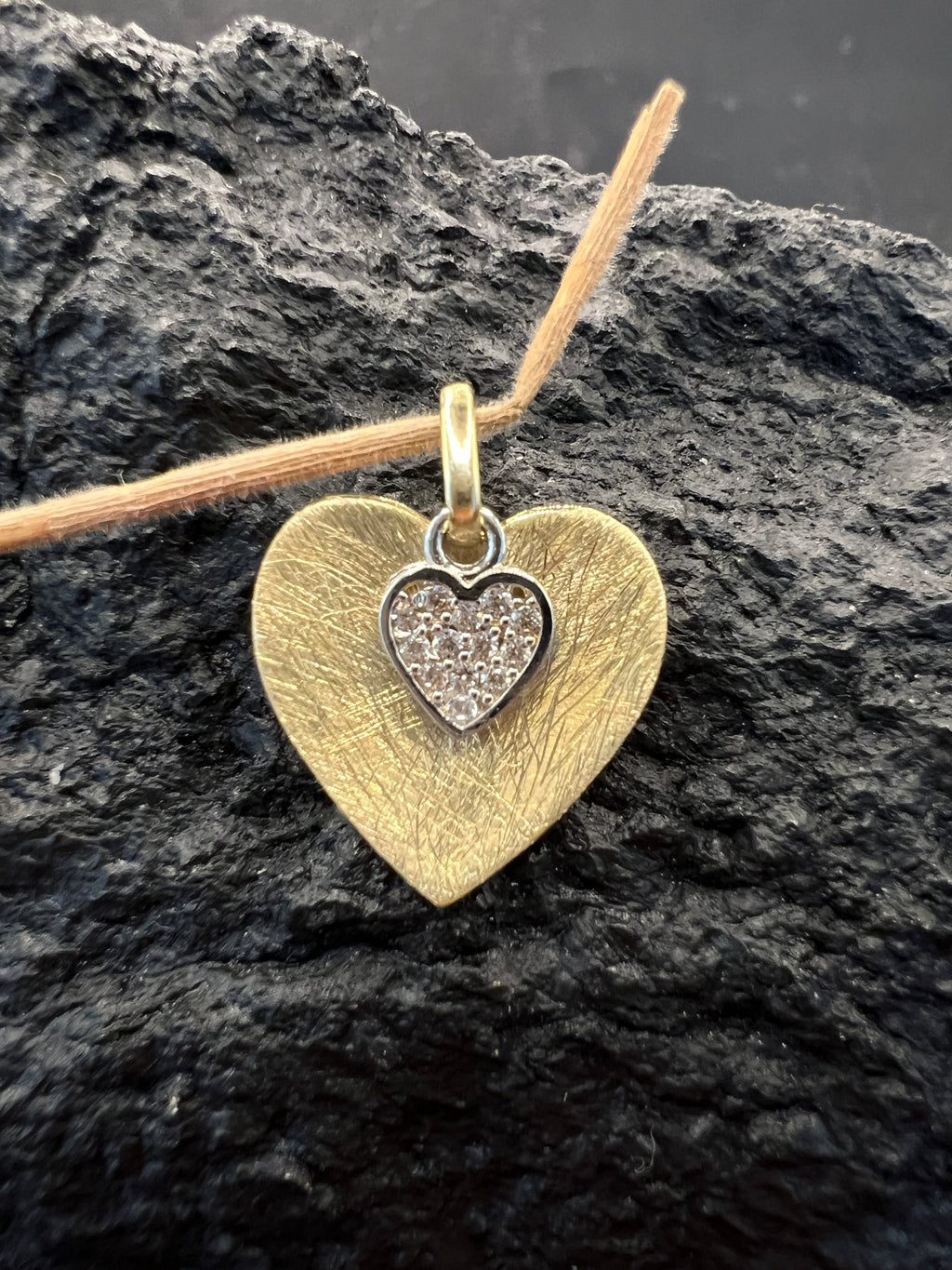 585 Gold · Herz · Duo · Bicolor · Gelbgold/Weißgold · Zirkonia
