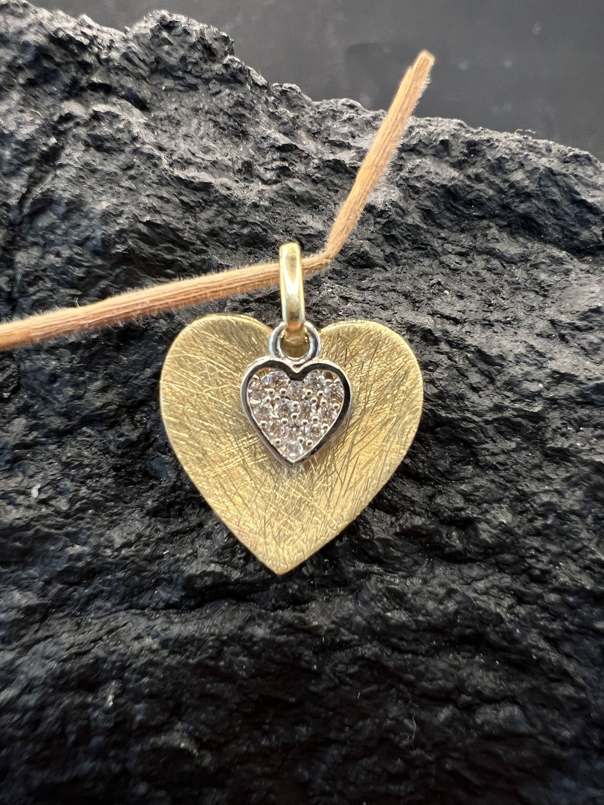 585 Gold · Herz · Duo · Bicolor · Gelbgold/Weißgold · Zirkonia
